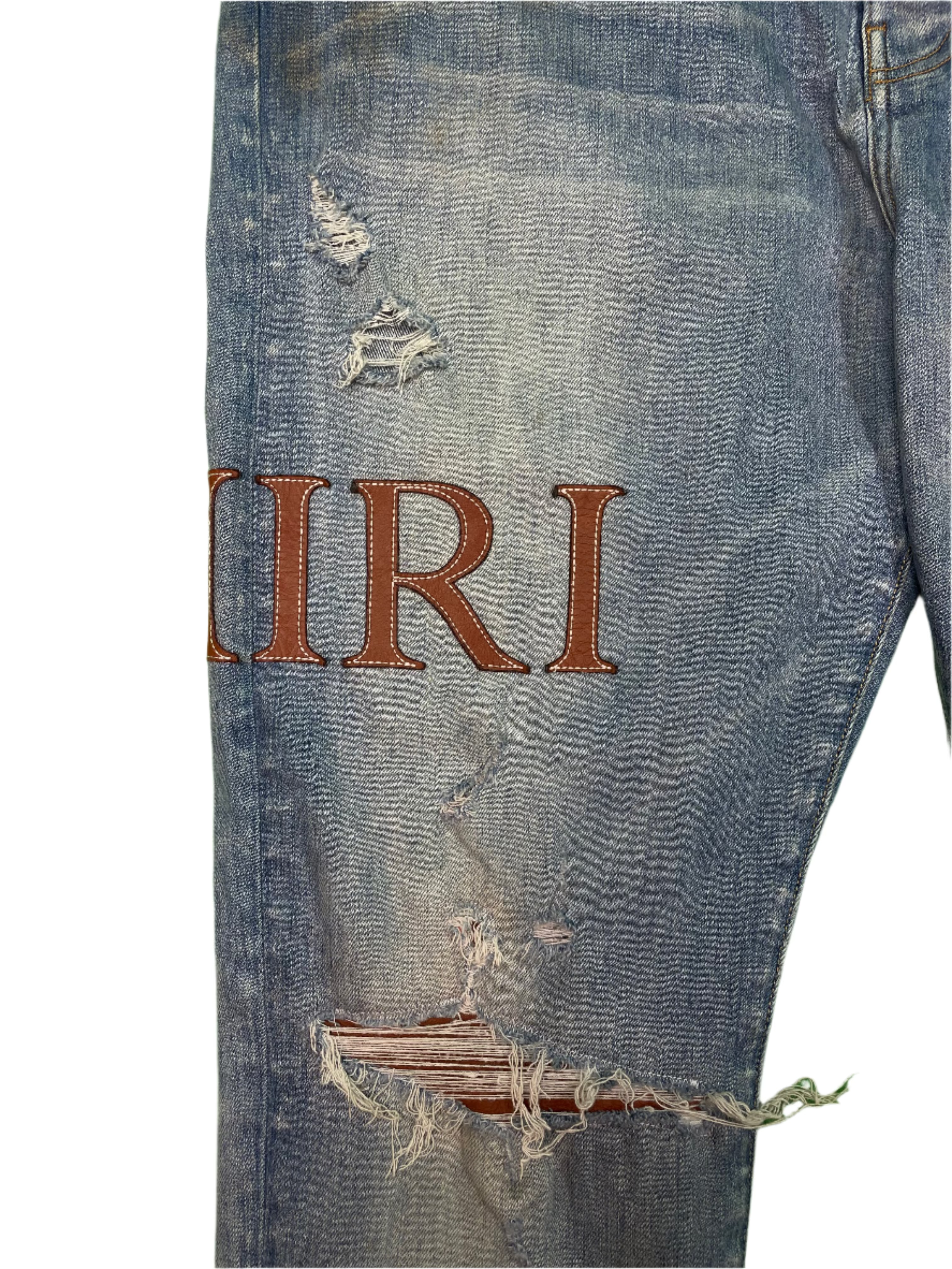 Amiri Clay Side Logo Light Wash Blue Jeans