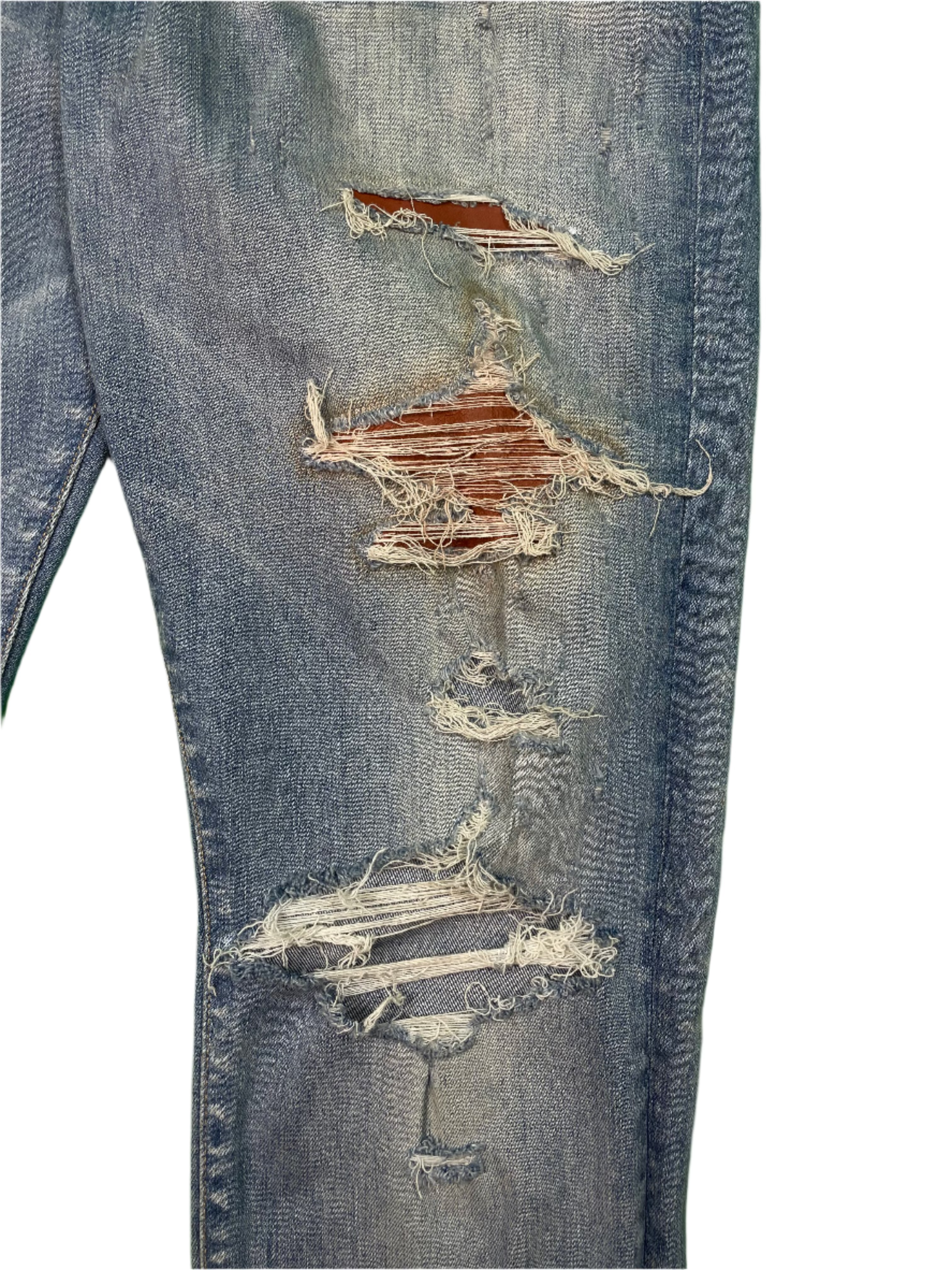 Amiri Clay Side Logo Light Wash Blue Jeans