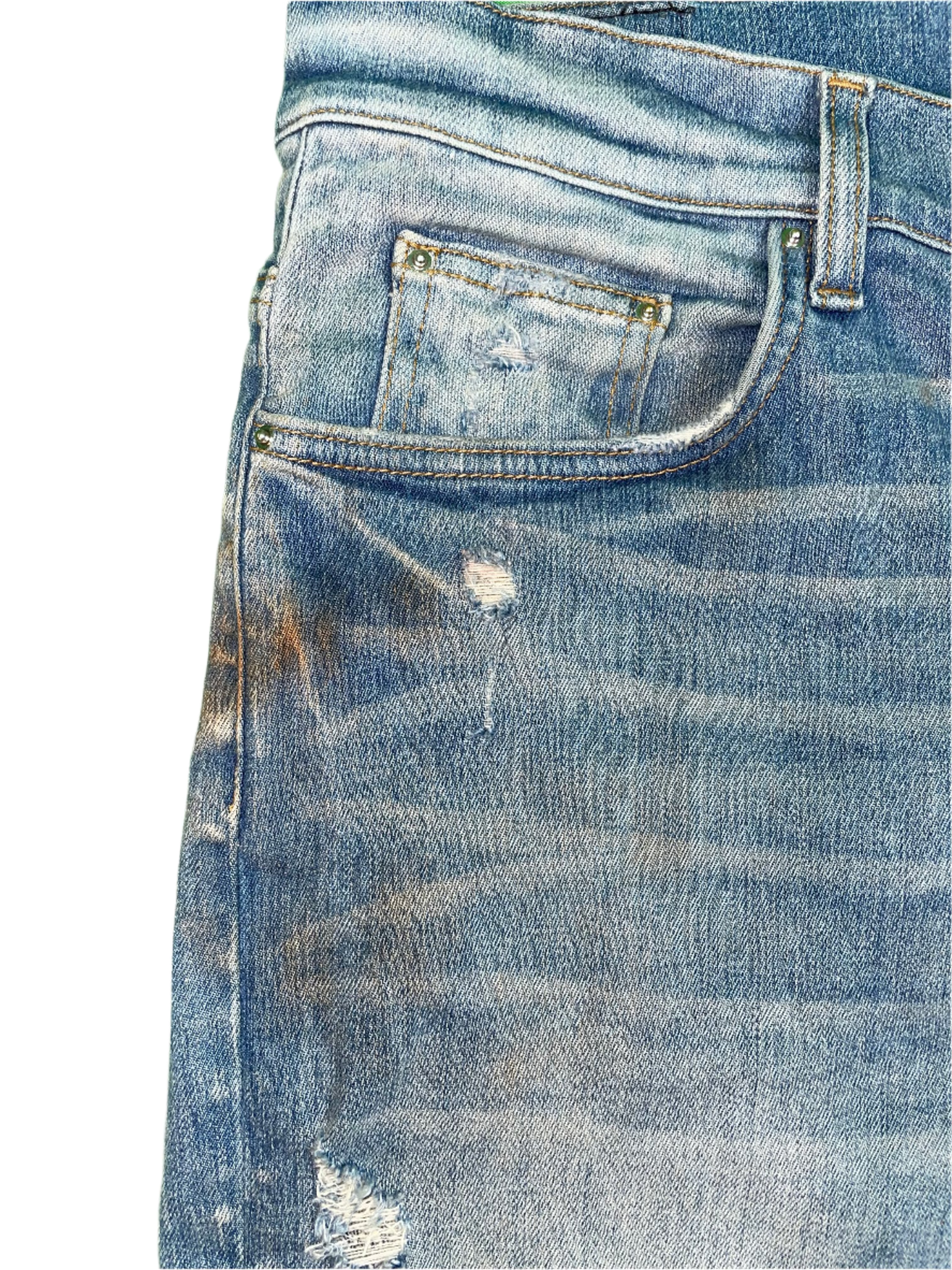 Amiri Clay Side Logo Light Wash Blue Jeans