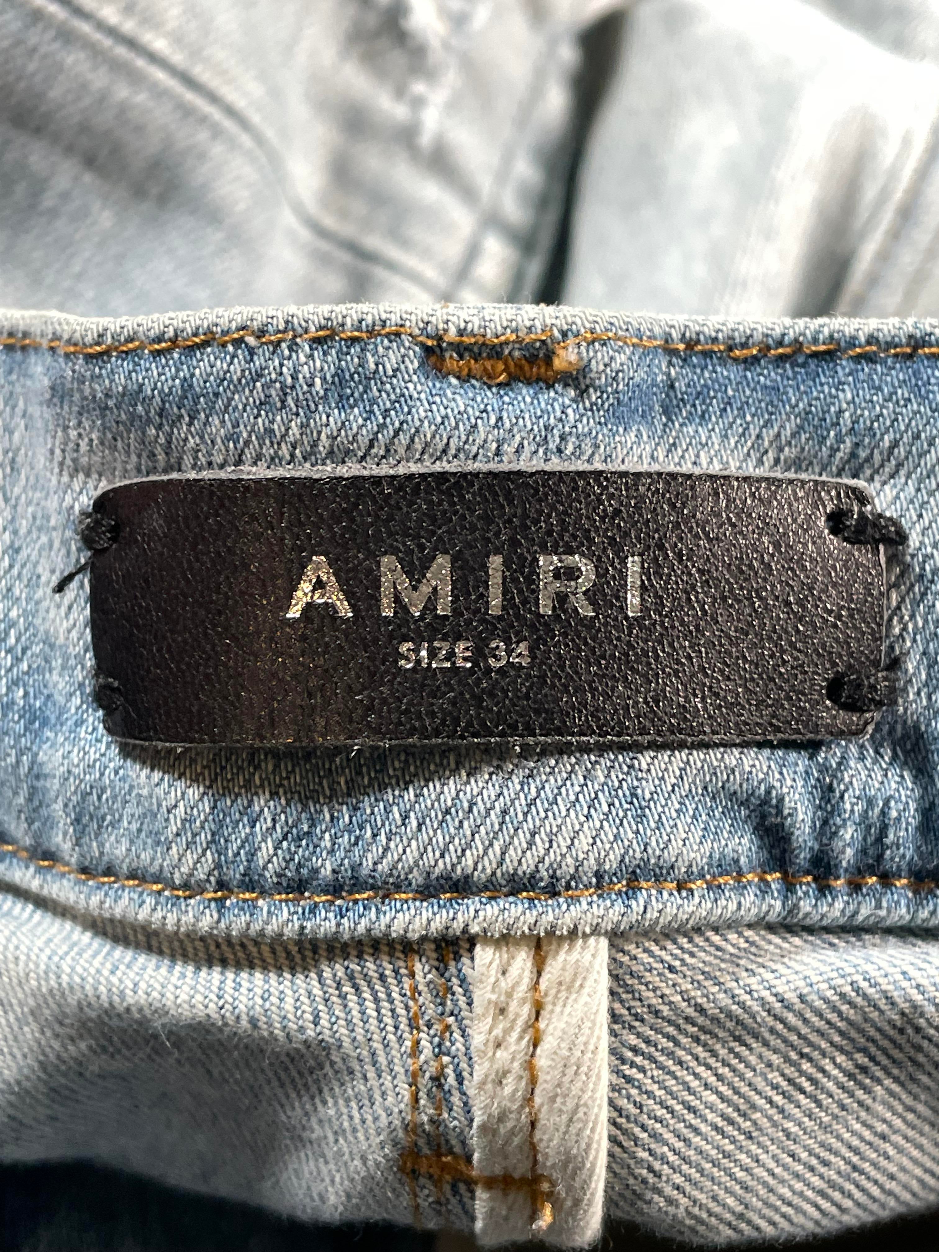 Amiri Plain Thrasher Ripped Light Wash Jeans