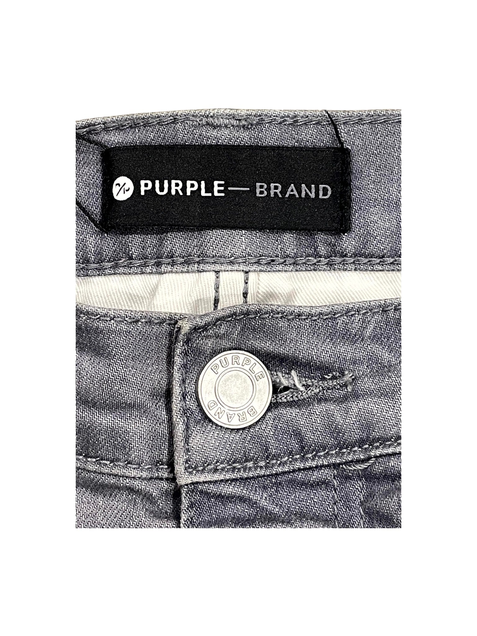 Purple Brand Splatter Ripped Grey & White Jeans