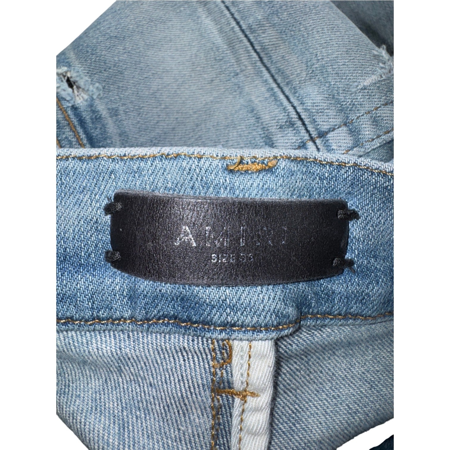 Amiri Paisley Monogram Ripped Light Wash Jeans