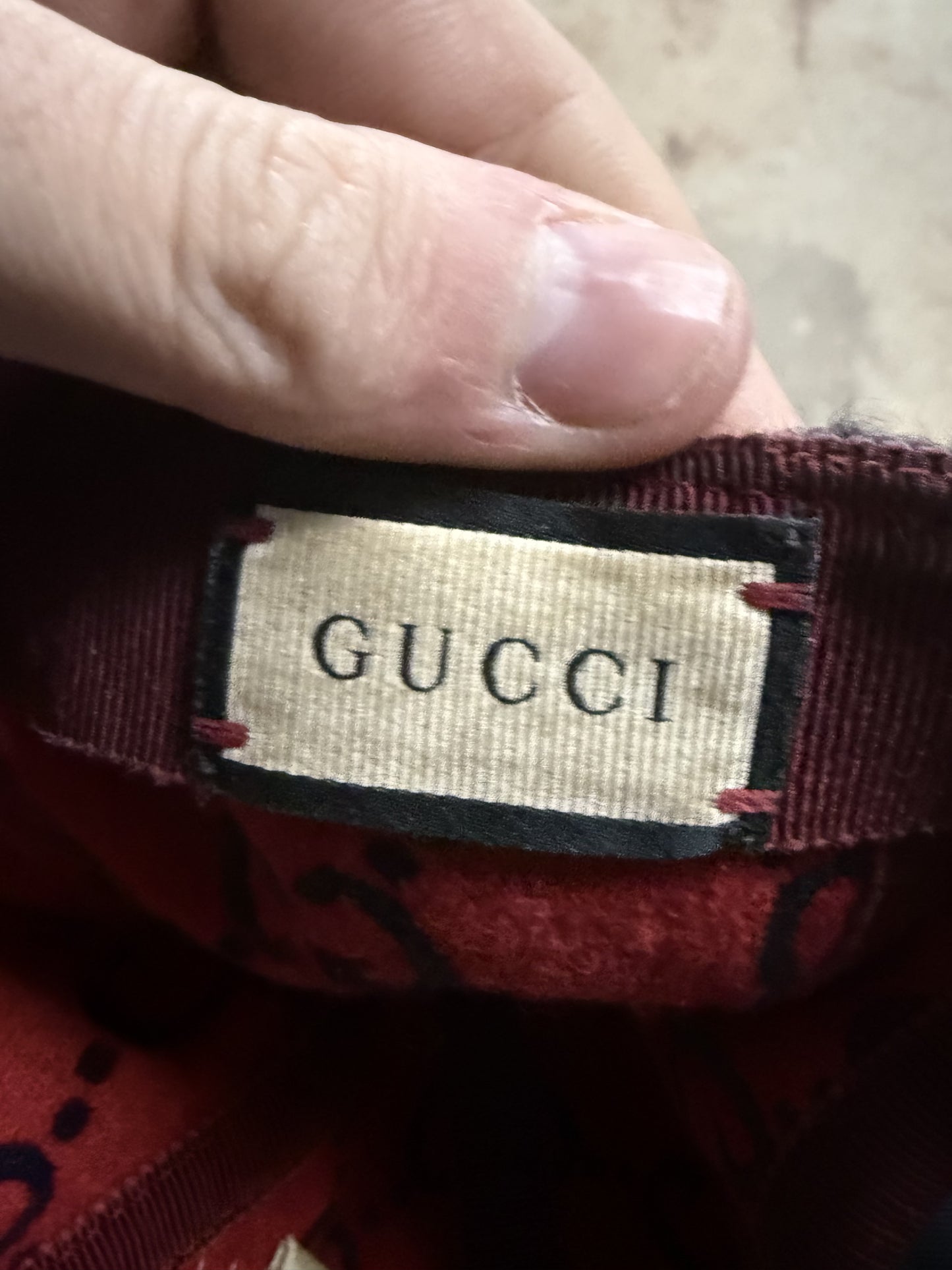 Gucci Navy Red Monogram Cap Used Medium