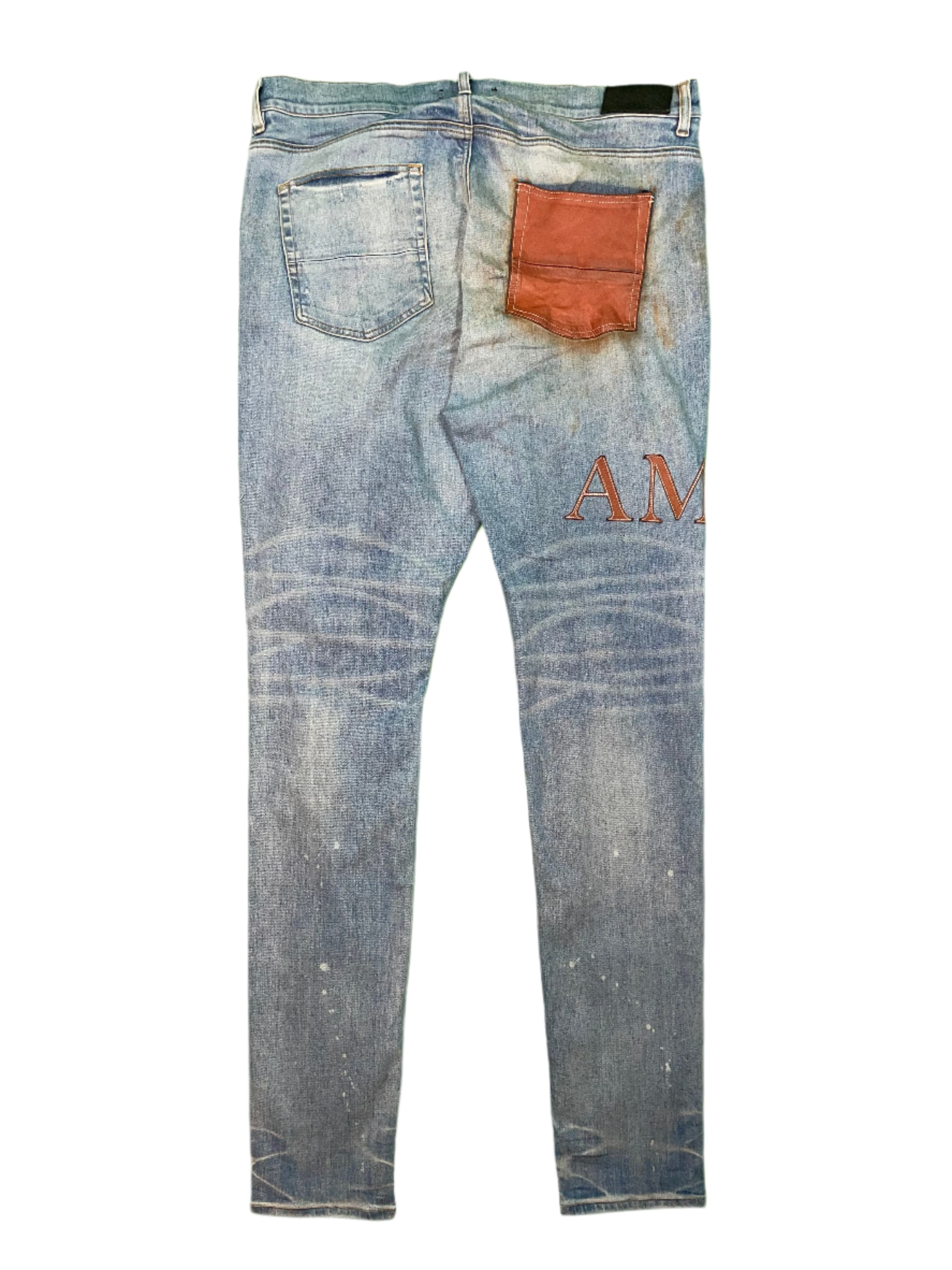 Amiri Clay Side Logo Light Wash Blue Jeans