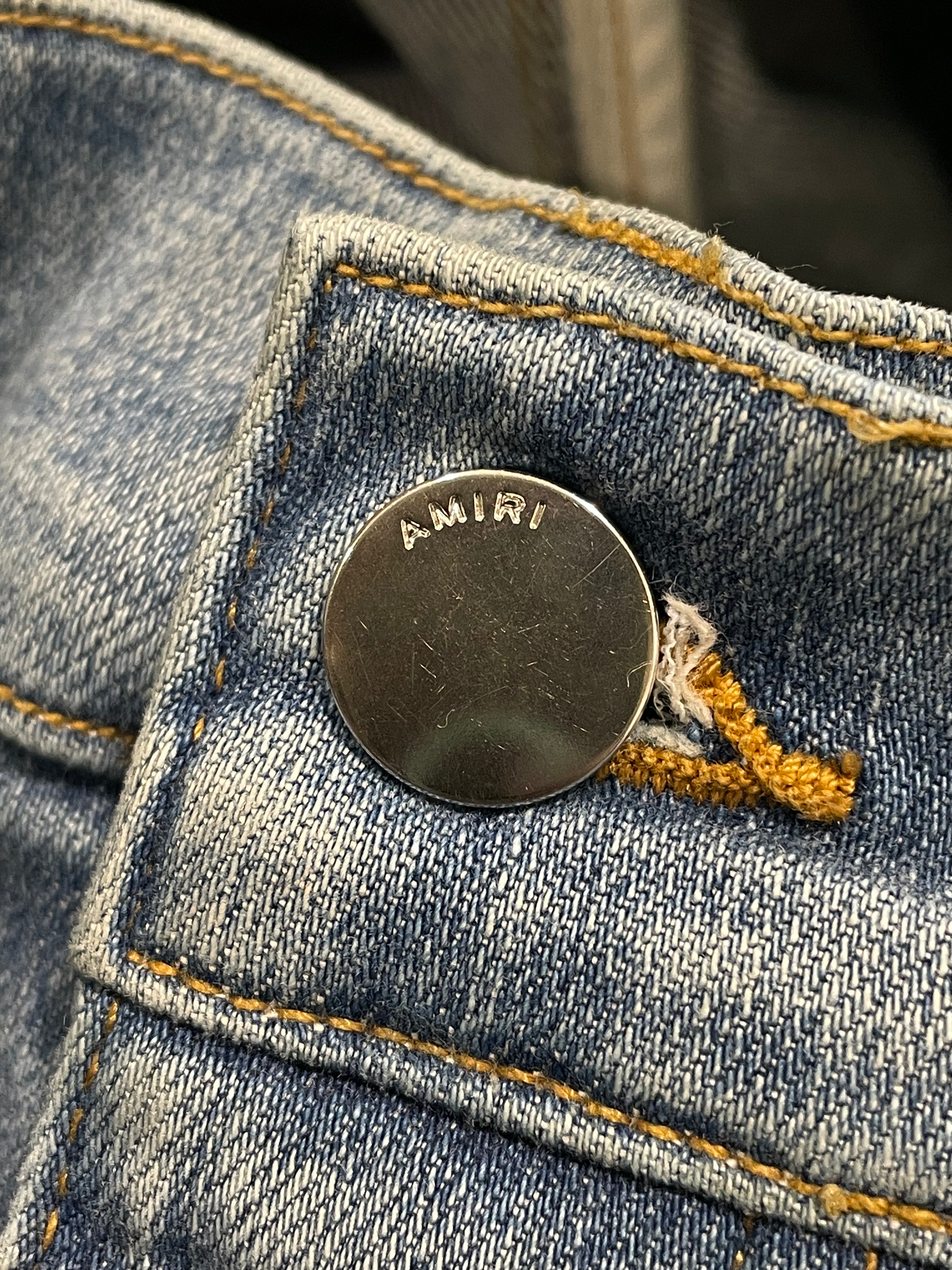 Amiri Clay Side Logo Light Wash Blue Jeans