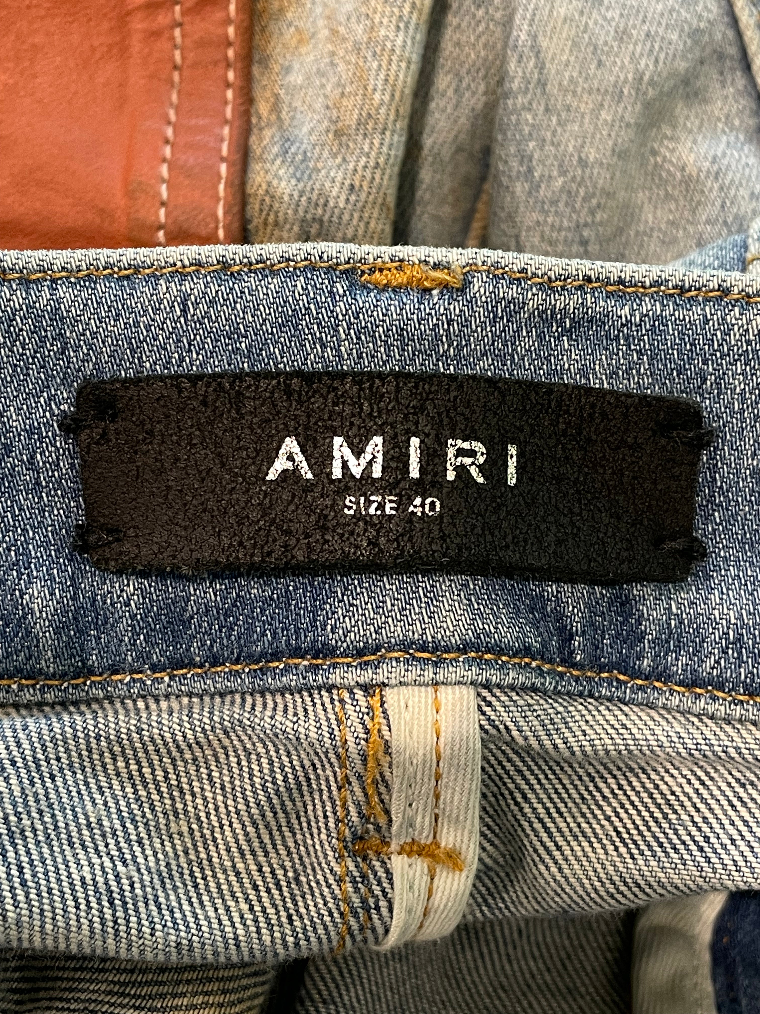 Amiri Clay Side Logo Light Wash Blue Jeans