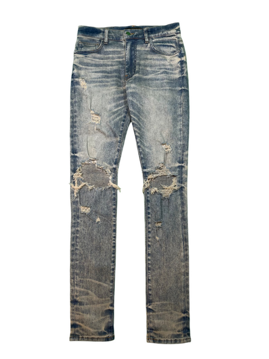 Amiri Clay Side Logo Light Wash Blue Jeans