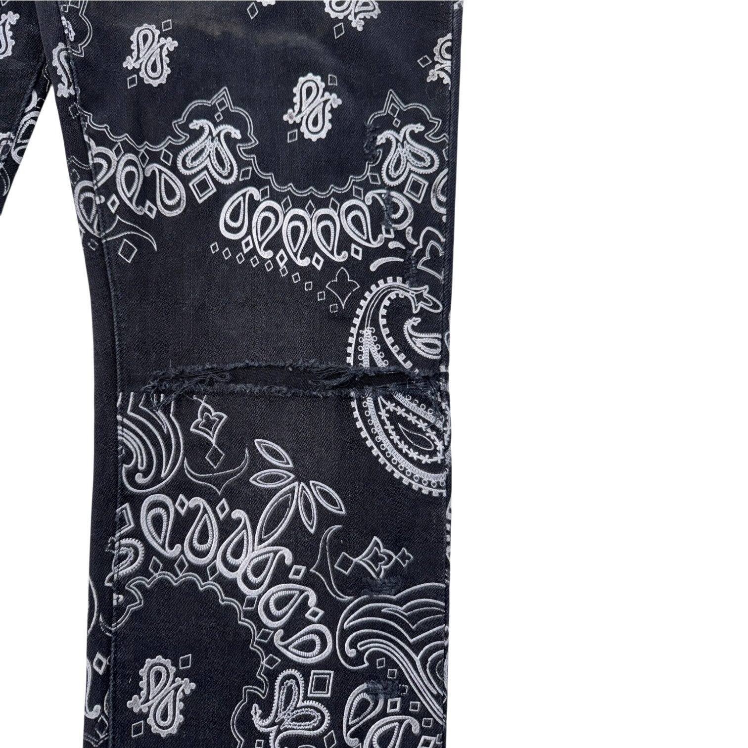 Amiri Paisley Flocked Black Wash Jeans