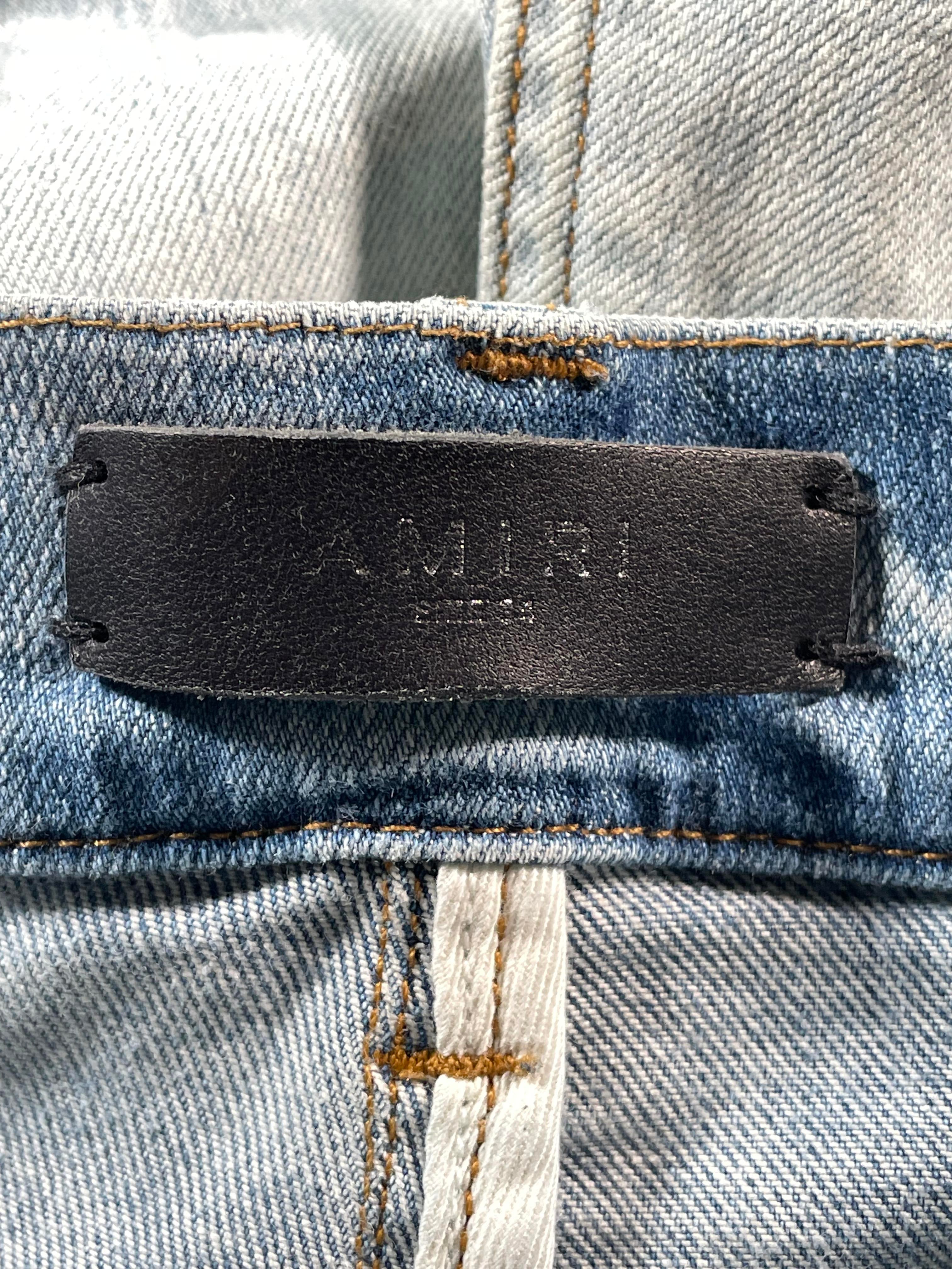 Amiri  Tie Dye Multi Patchwork Light Wash Jeans