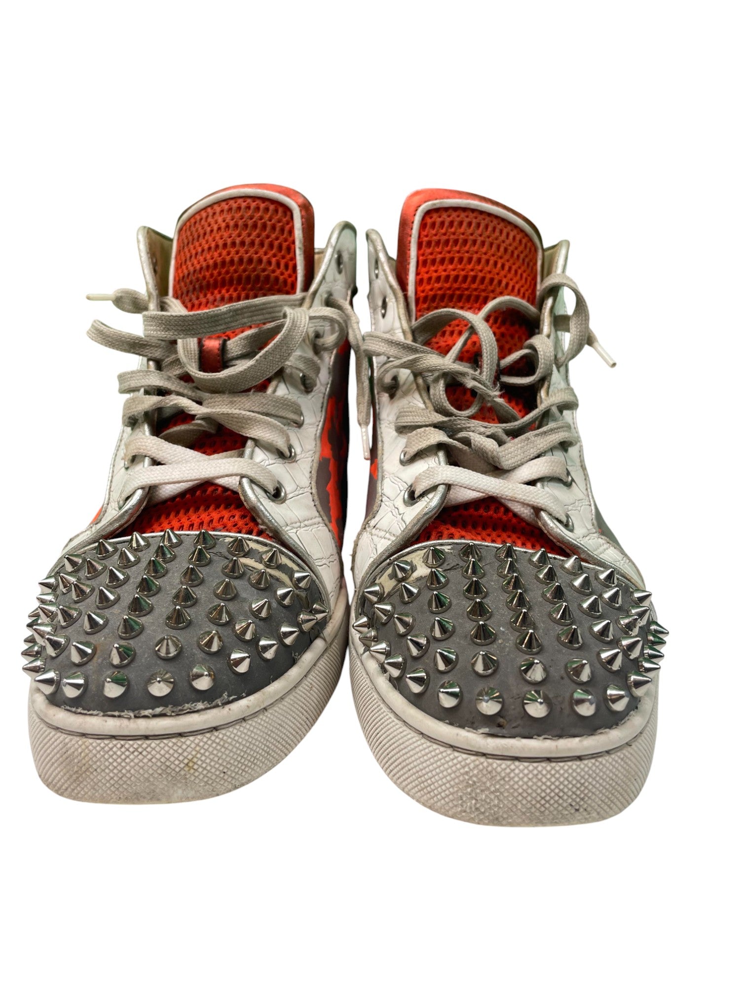 Christian Louboutin Orange & White Spikes