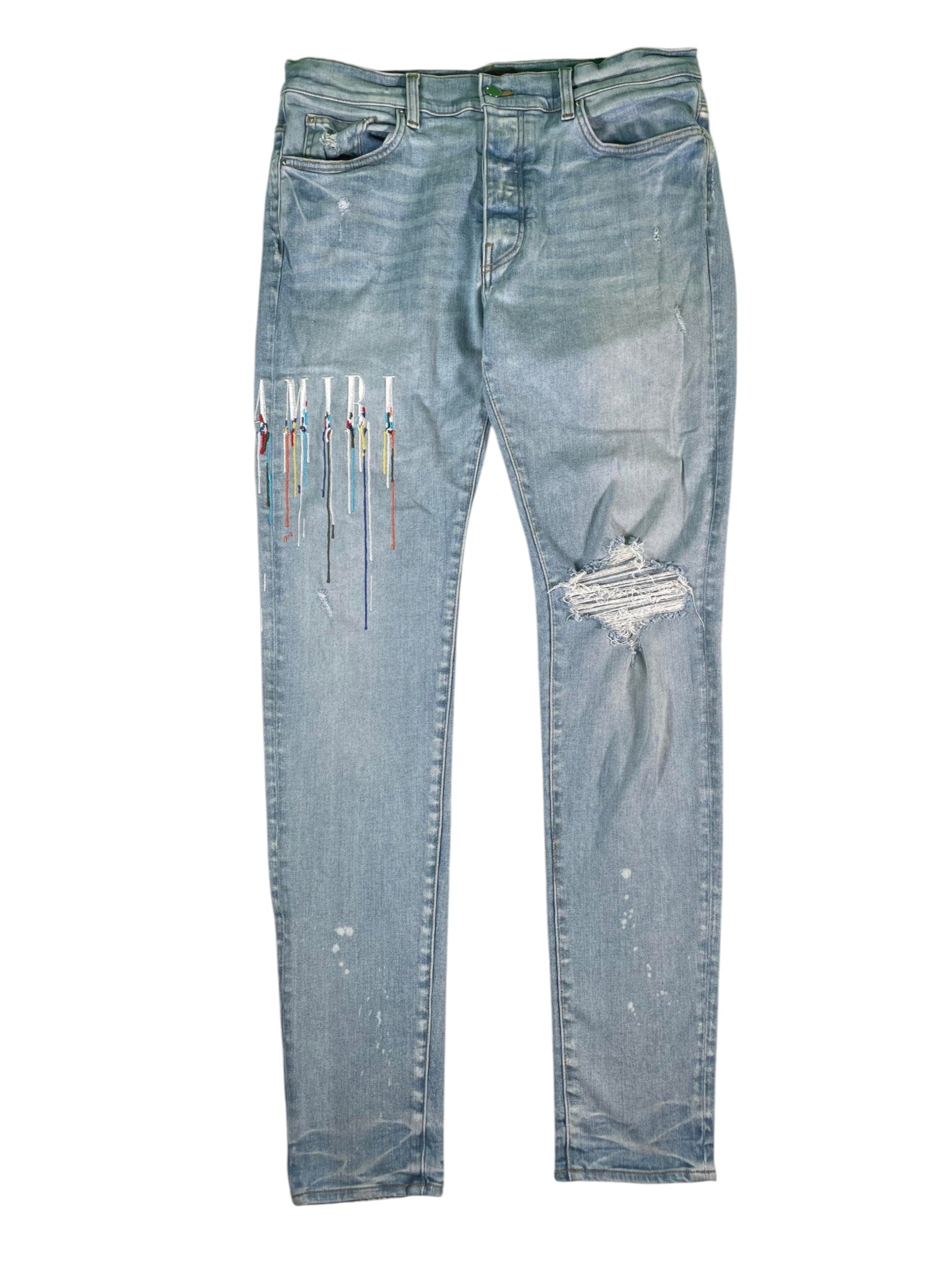 Amiri Paint Drip Light Wash Jeans