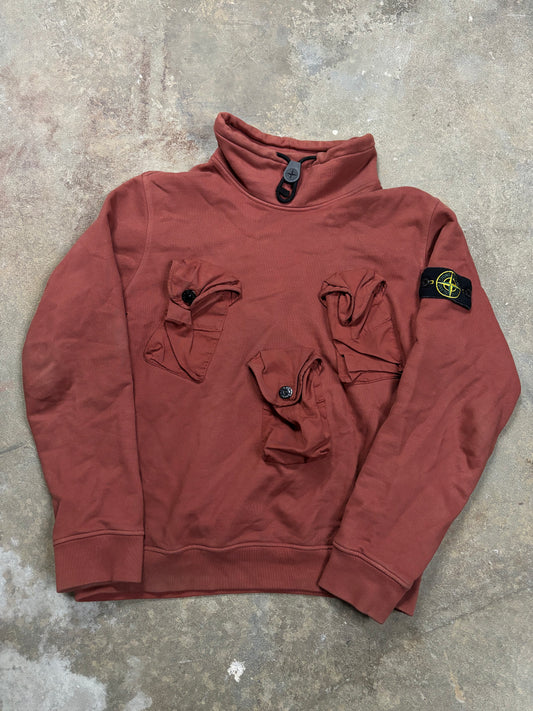 Stone Island Maroon Crewneck Used Medium