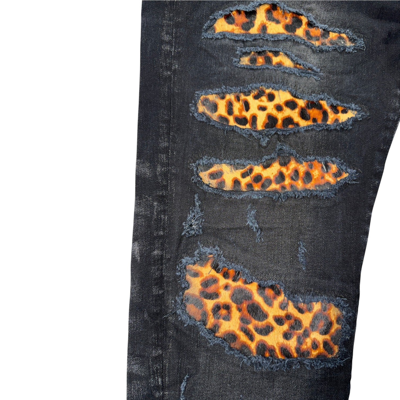 Amiri Cheetah Thrasher Black Jeans