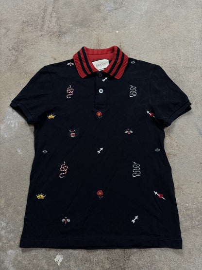 Gucci All Over Polo Navy Used Small