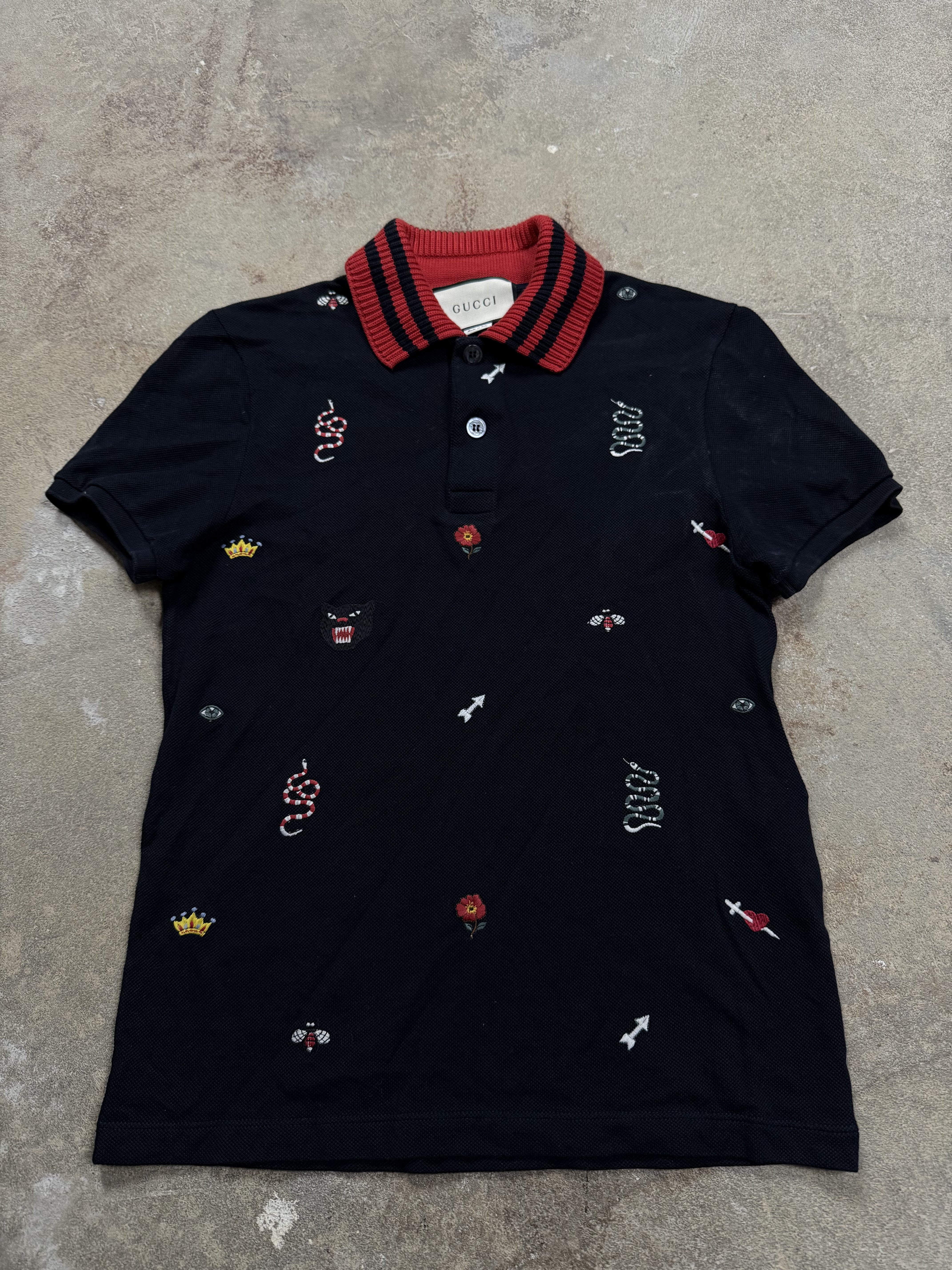 Gucci All Over Polo Navy Used Small