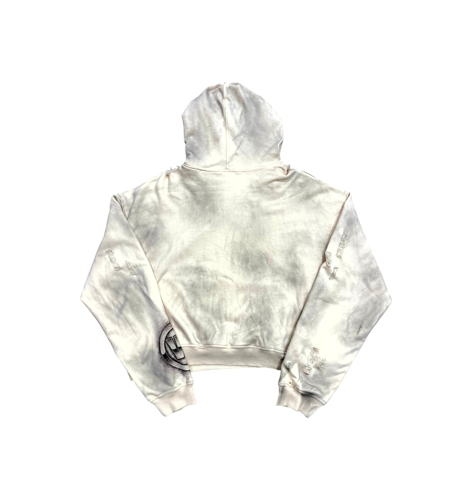 Vale "Thermal Lined Distressed" White & Black Hoodie