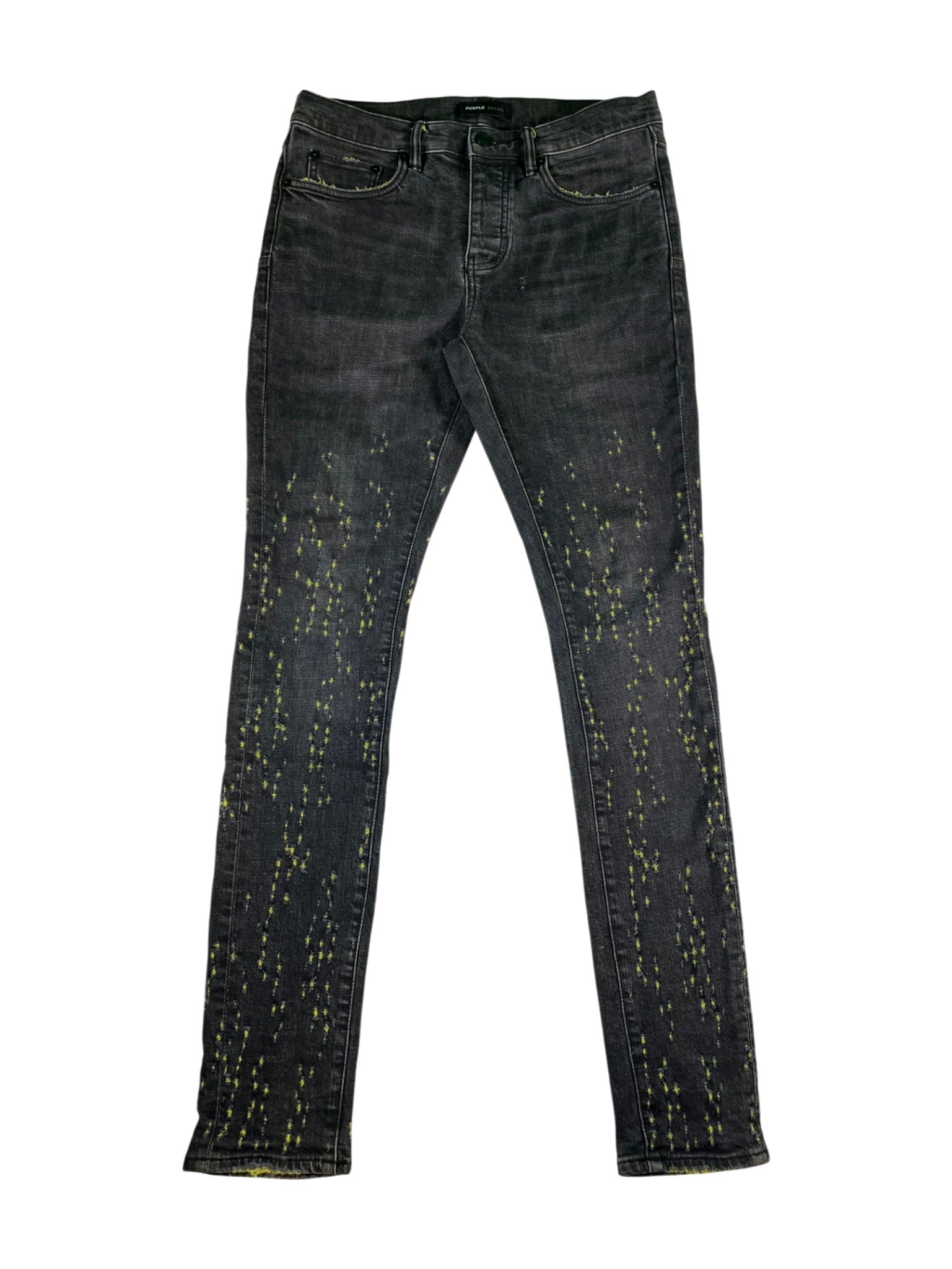 Purple Brand "Shotgun" Black Wash & Yellow Jeans