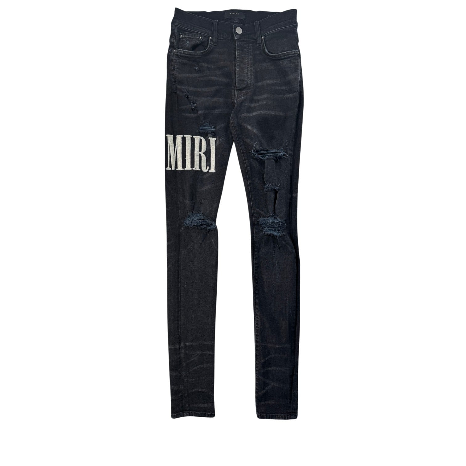 Amiri Embroidered Side Logo (Altered Fits 29) Black Wash Jeans