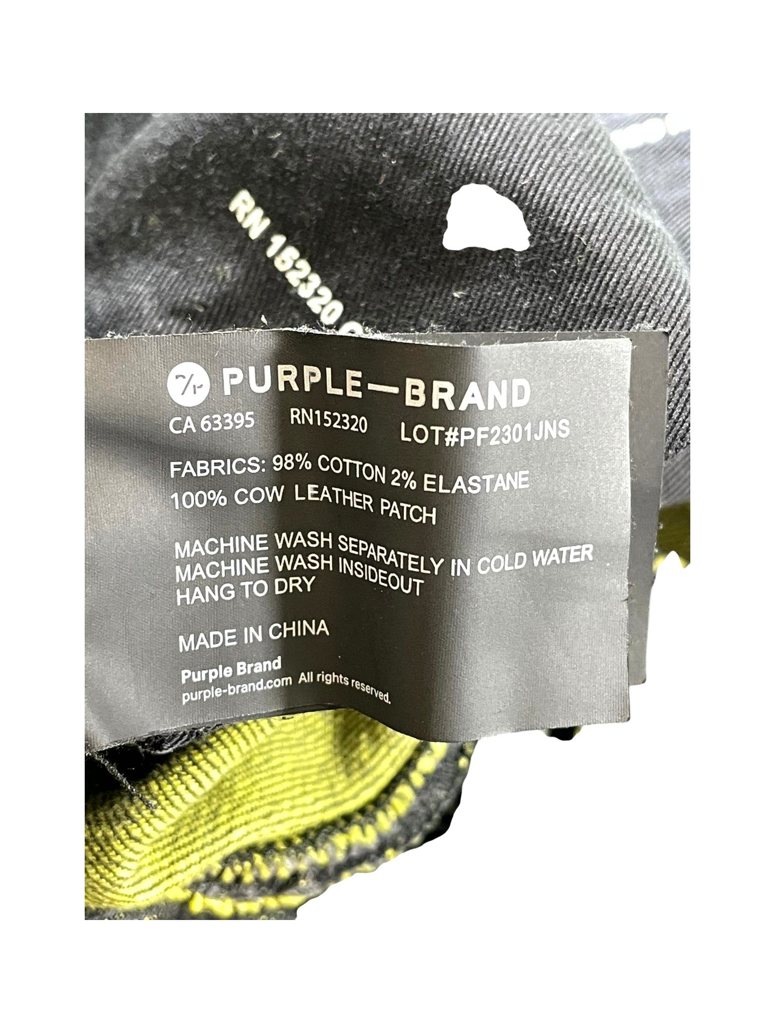 Purple Brand "Shotgun" Black Wash & Yellow Jeans