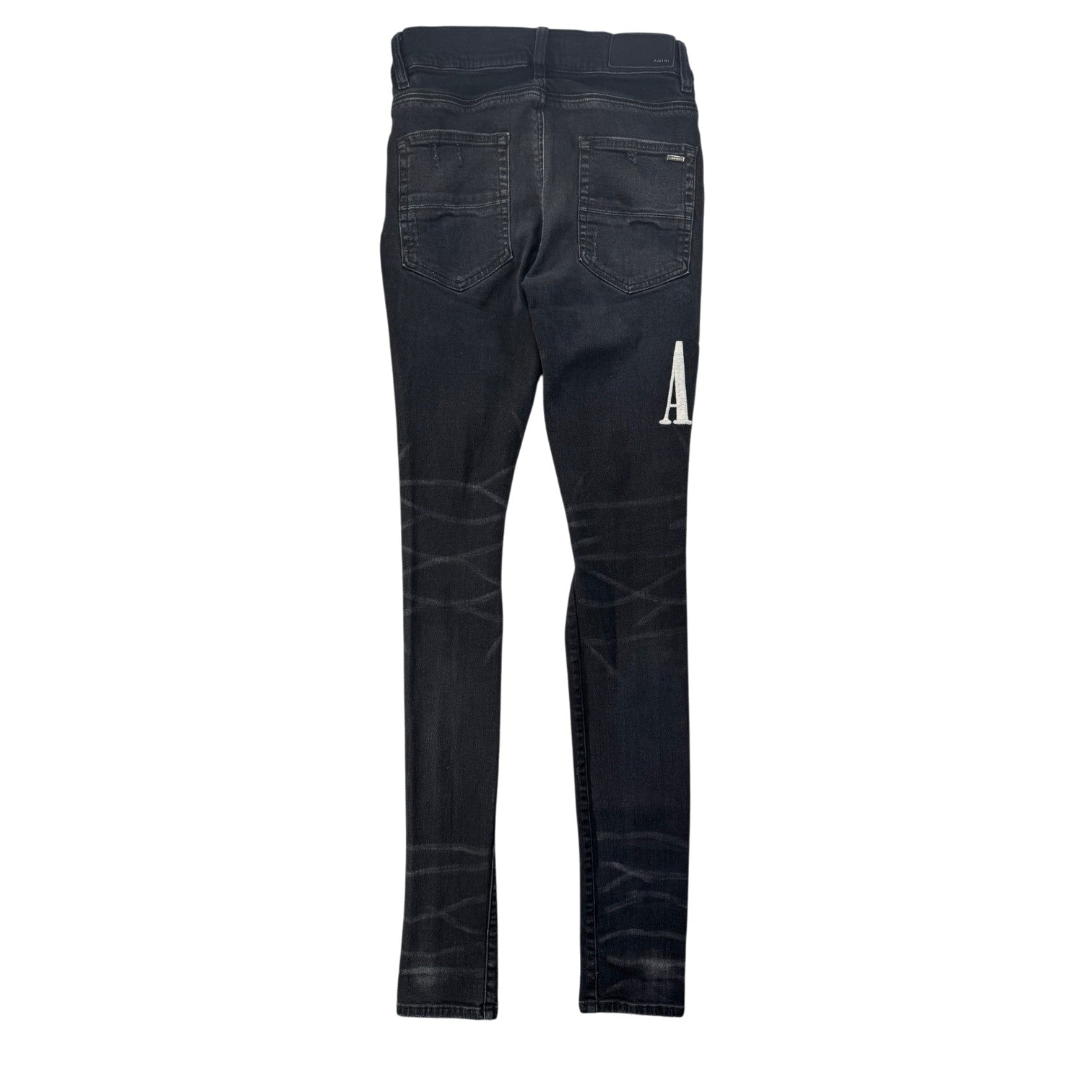 Amiri Embroidered Side Logo (Altered Fits 29) Black Wash Jeans