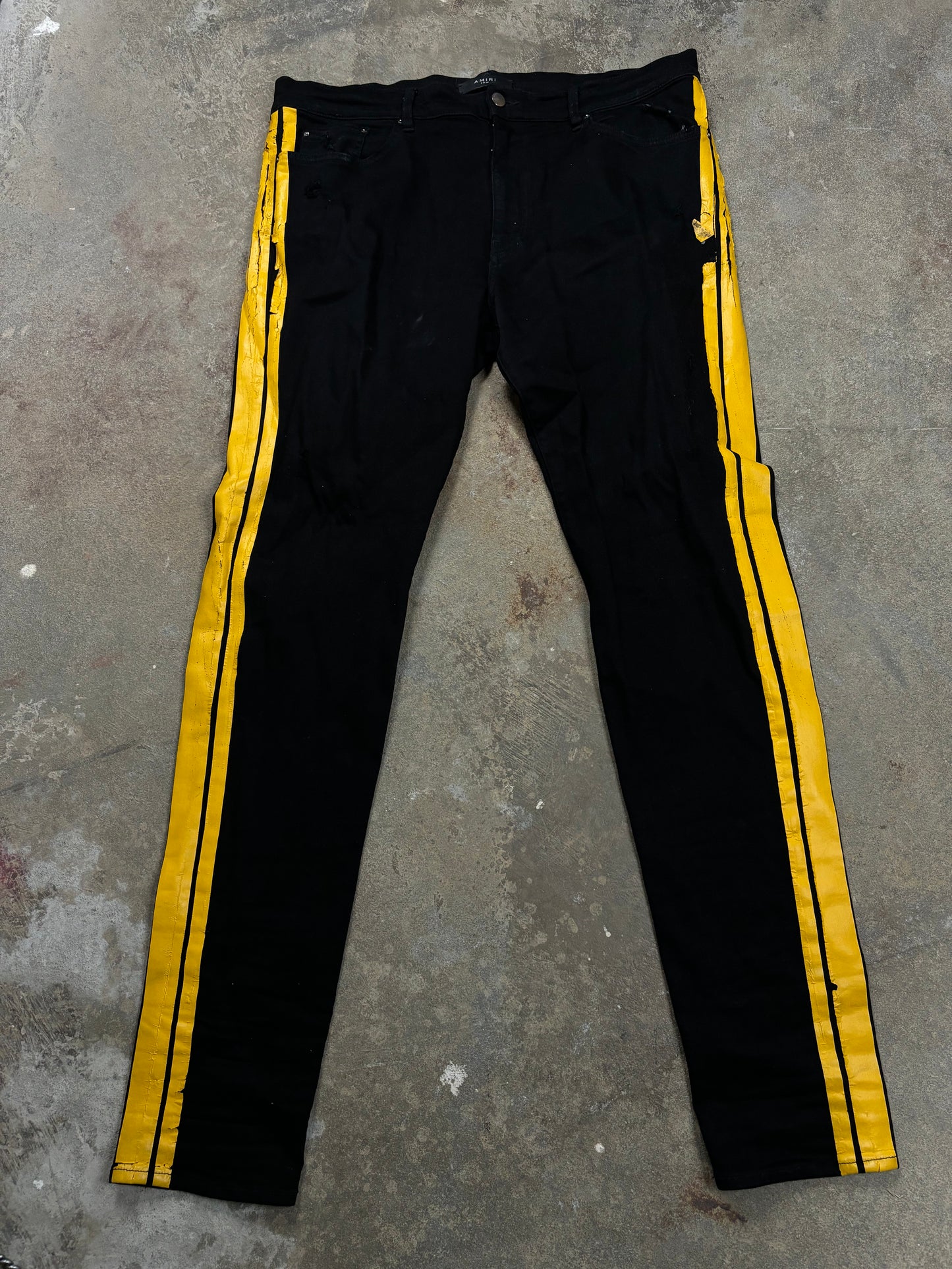 Amiri Jeans Black Yellow Stripe Used 38