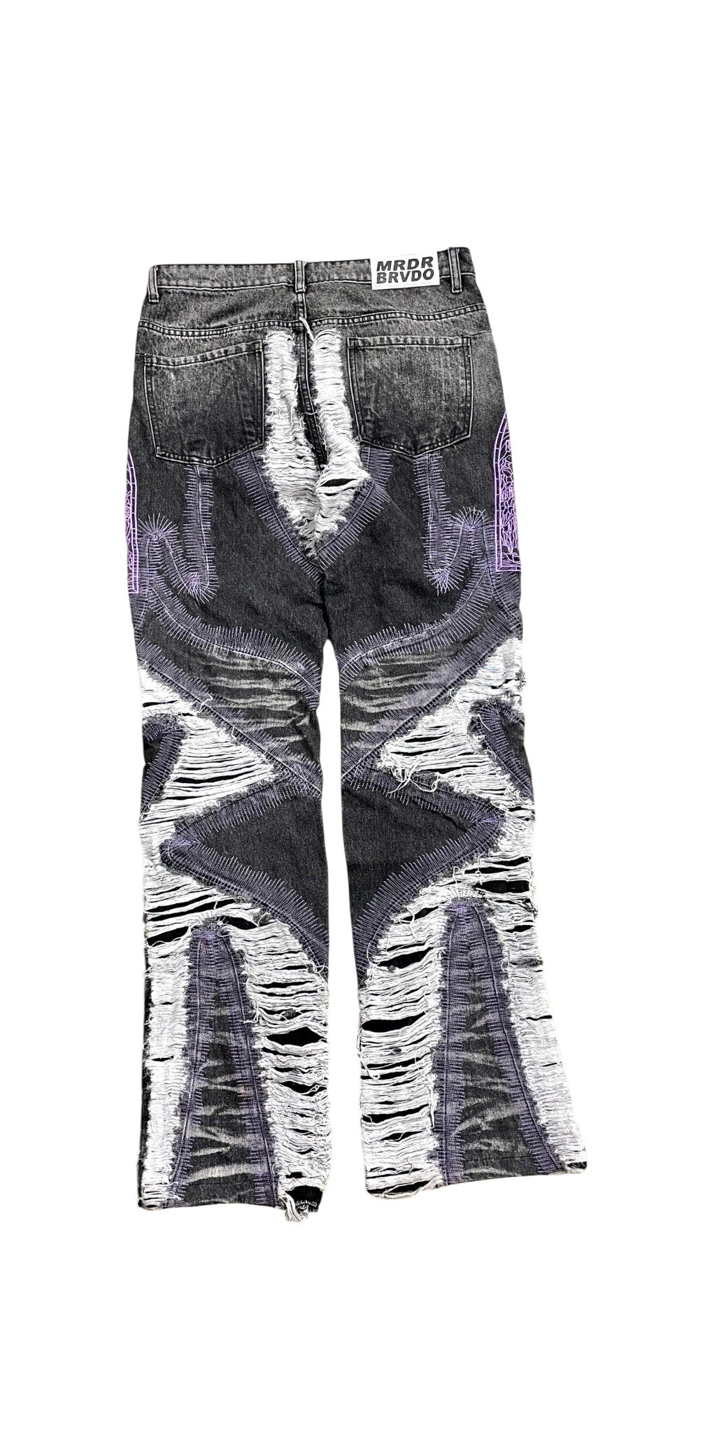 Who Decides War Distressed  Black & Purple Jeans