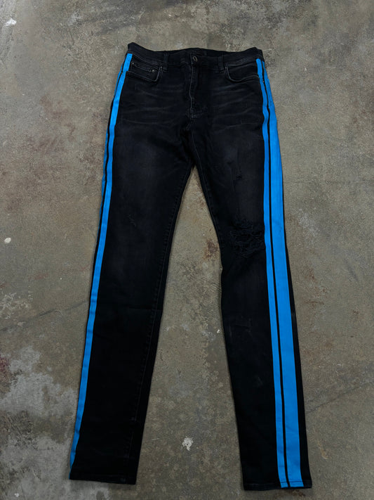 Amiri Jeans Black Blue Stripe Used 34