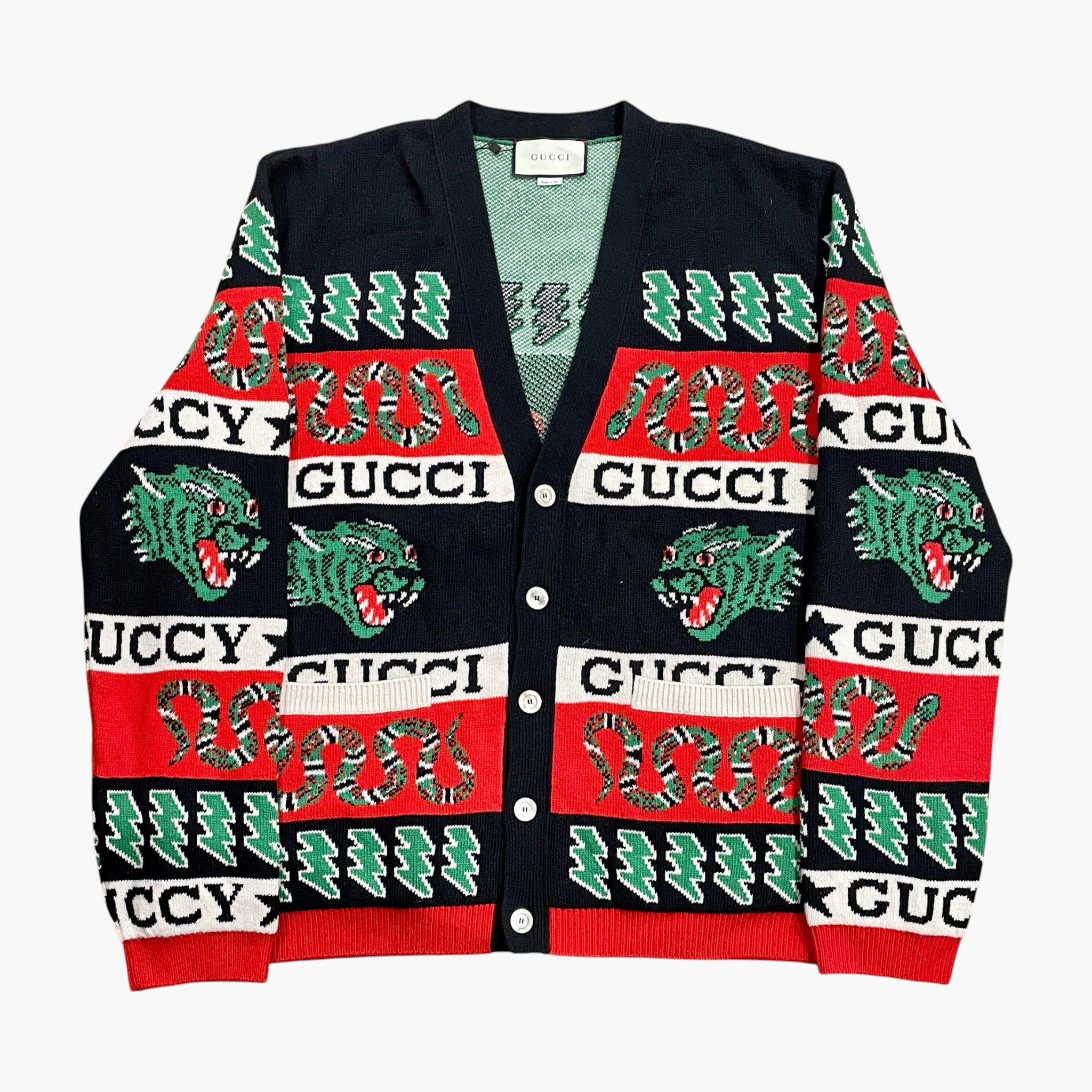 Gucci Kingsnake Black Red & Green Cardigan