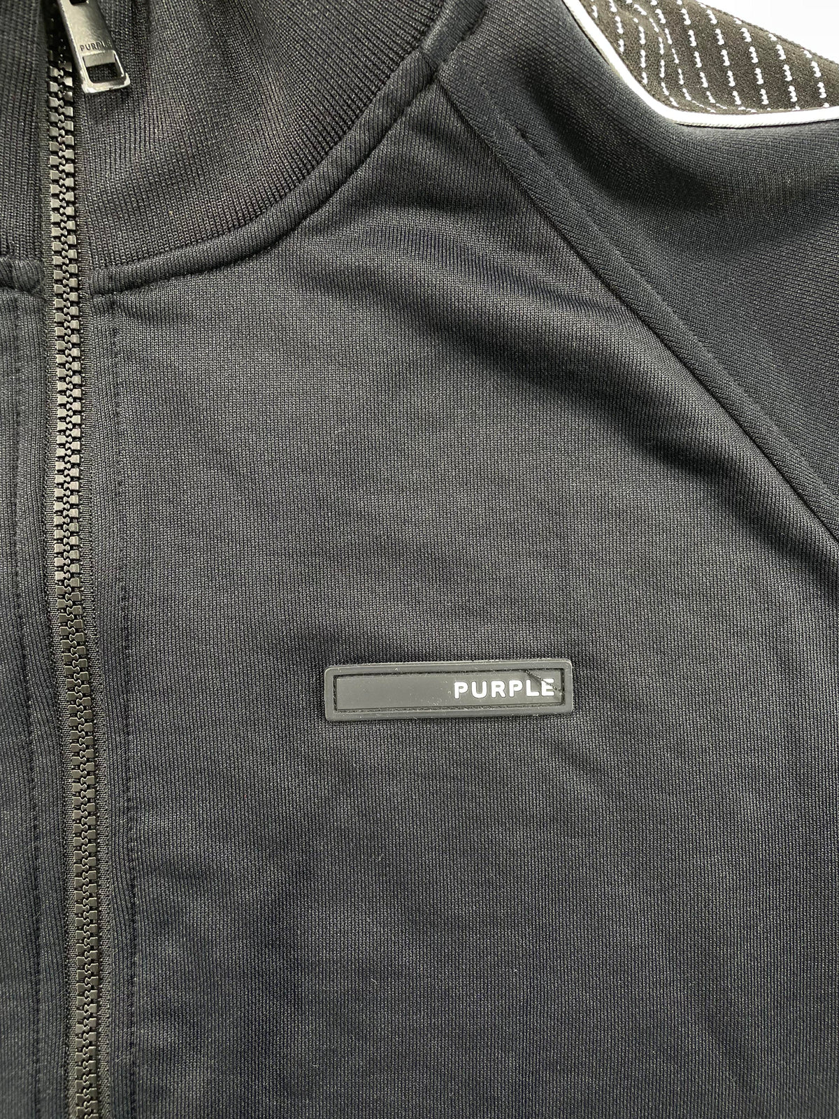 Purple Brand Navy Striped Track Jacket