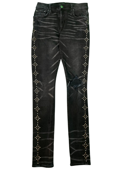 Amiri Gem Studded Washed Black Jeans