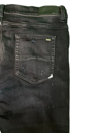 Amiri Brown Plaid Patch Black Jeans
