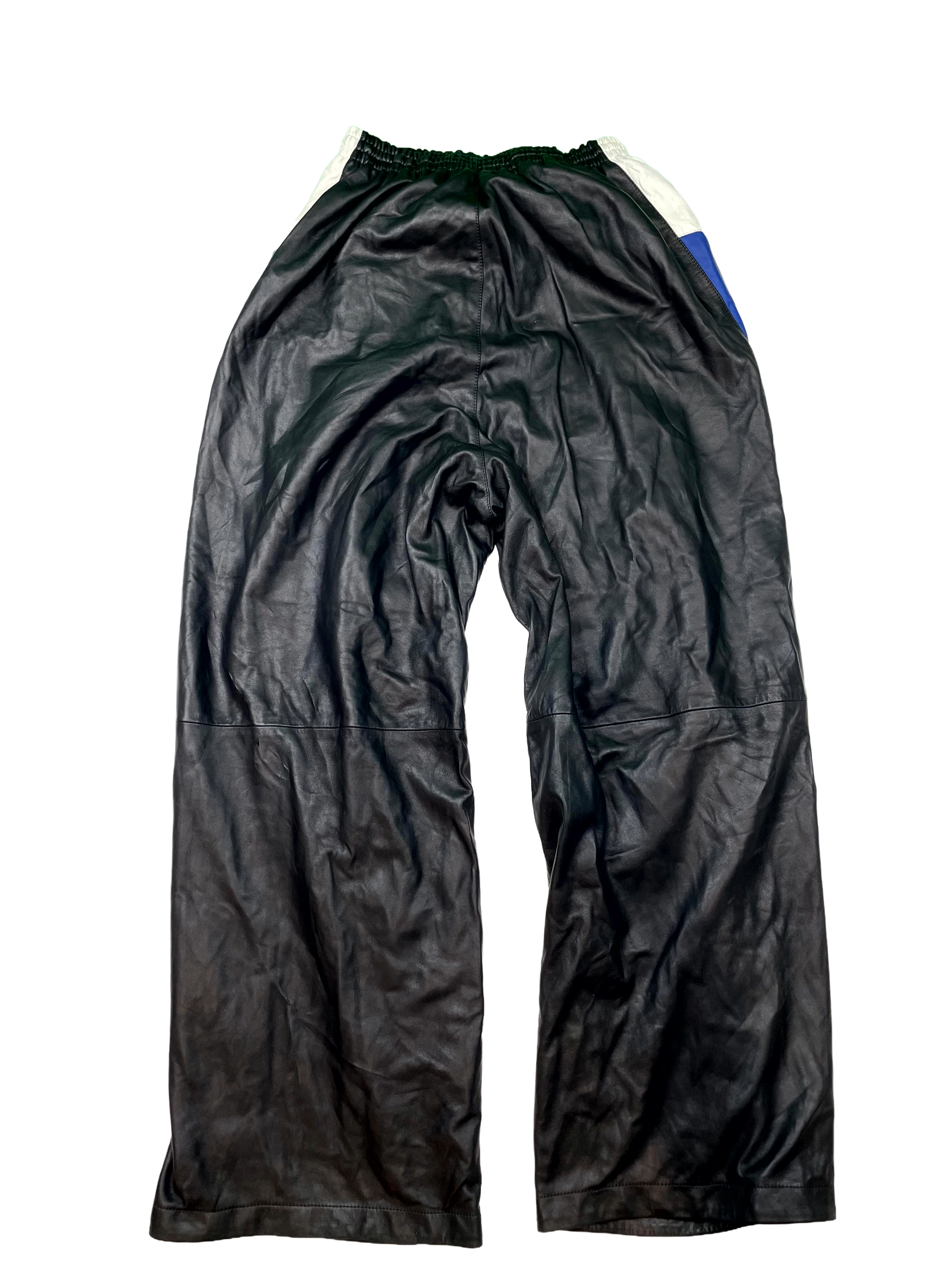 Balenciaga Leather Blue Stripe Pants