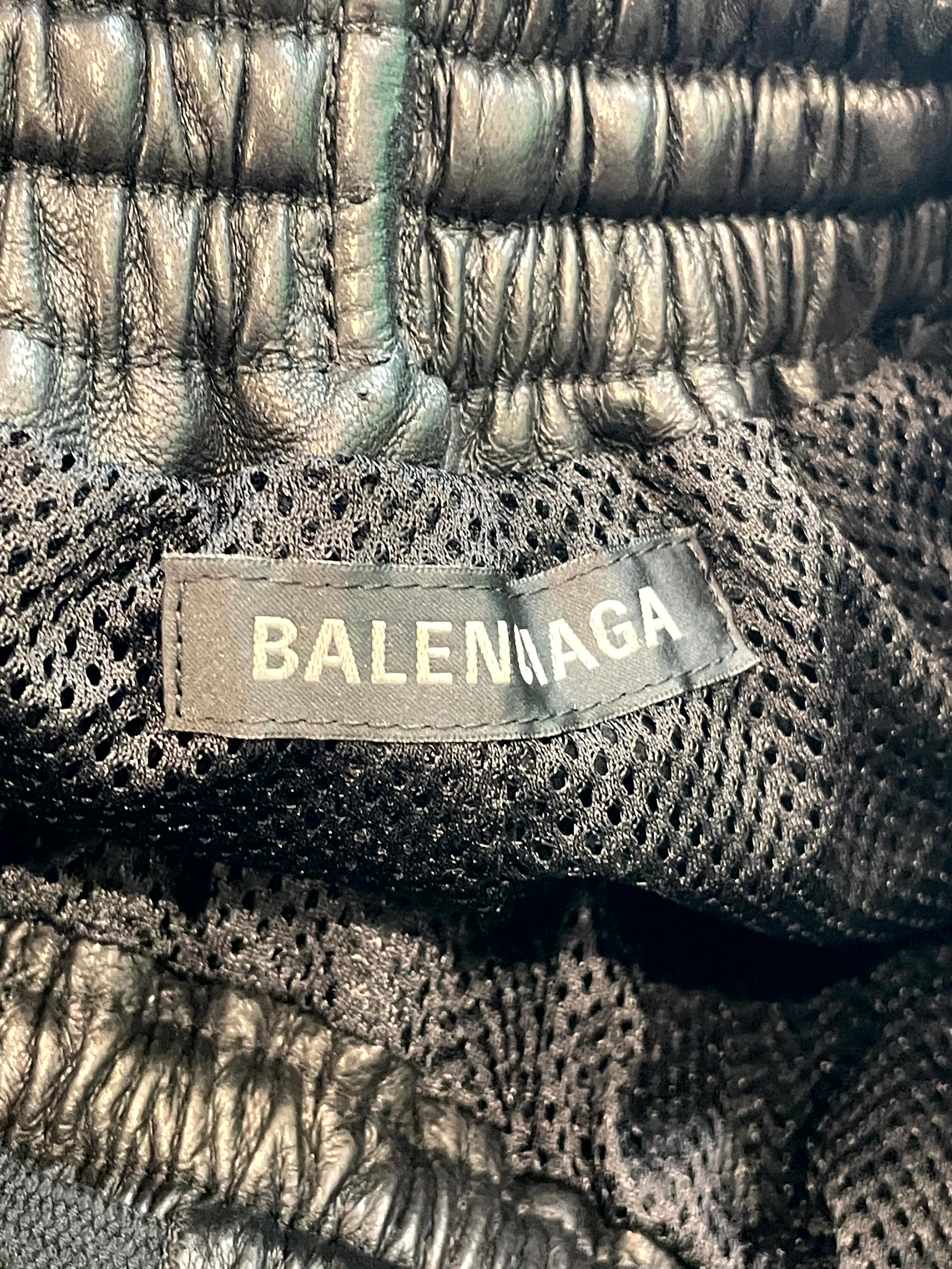Balenciaga Leather Blue Stripe Pants