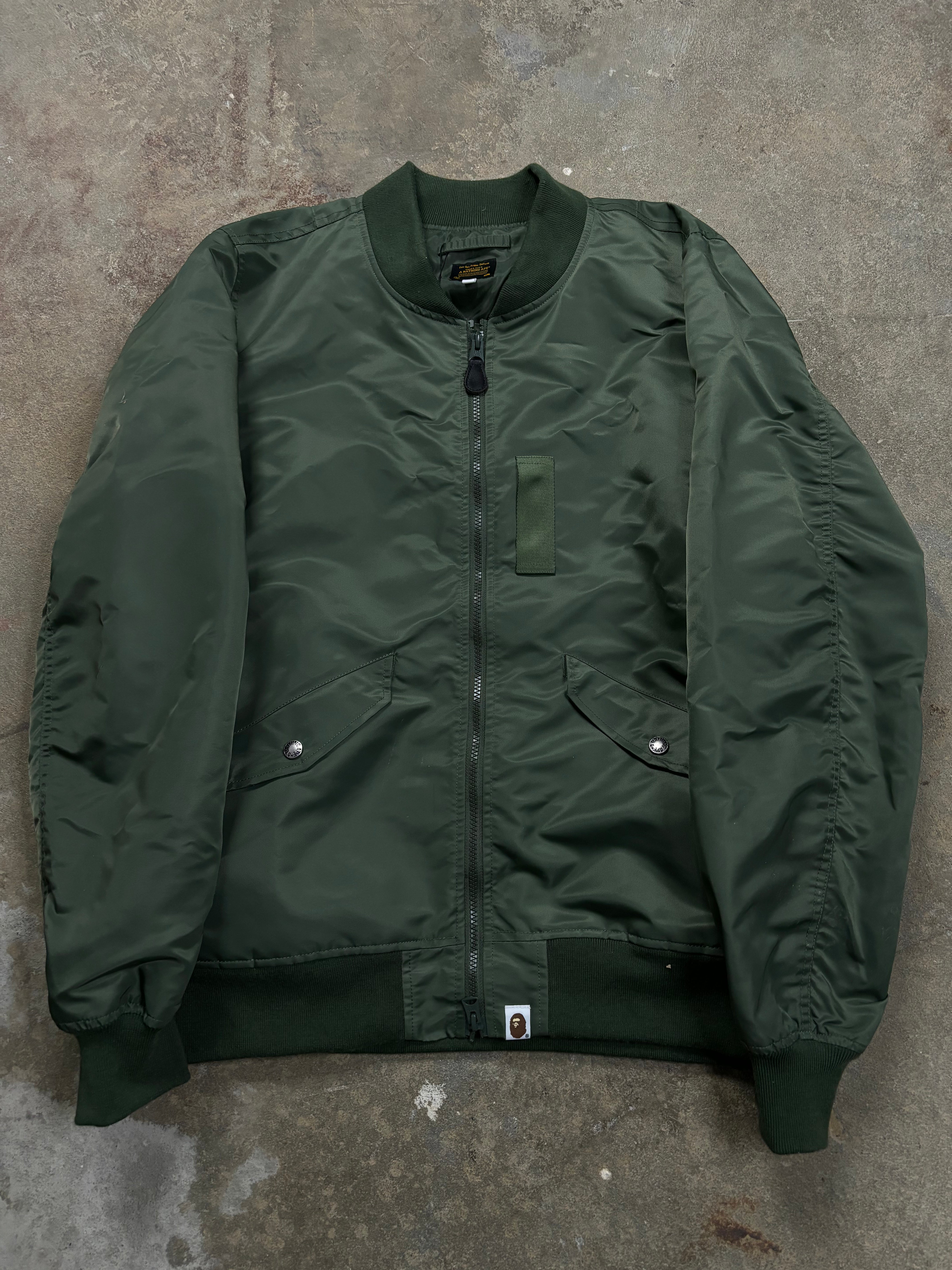BAPE Nylon Coaches Jacket Olive Used XL