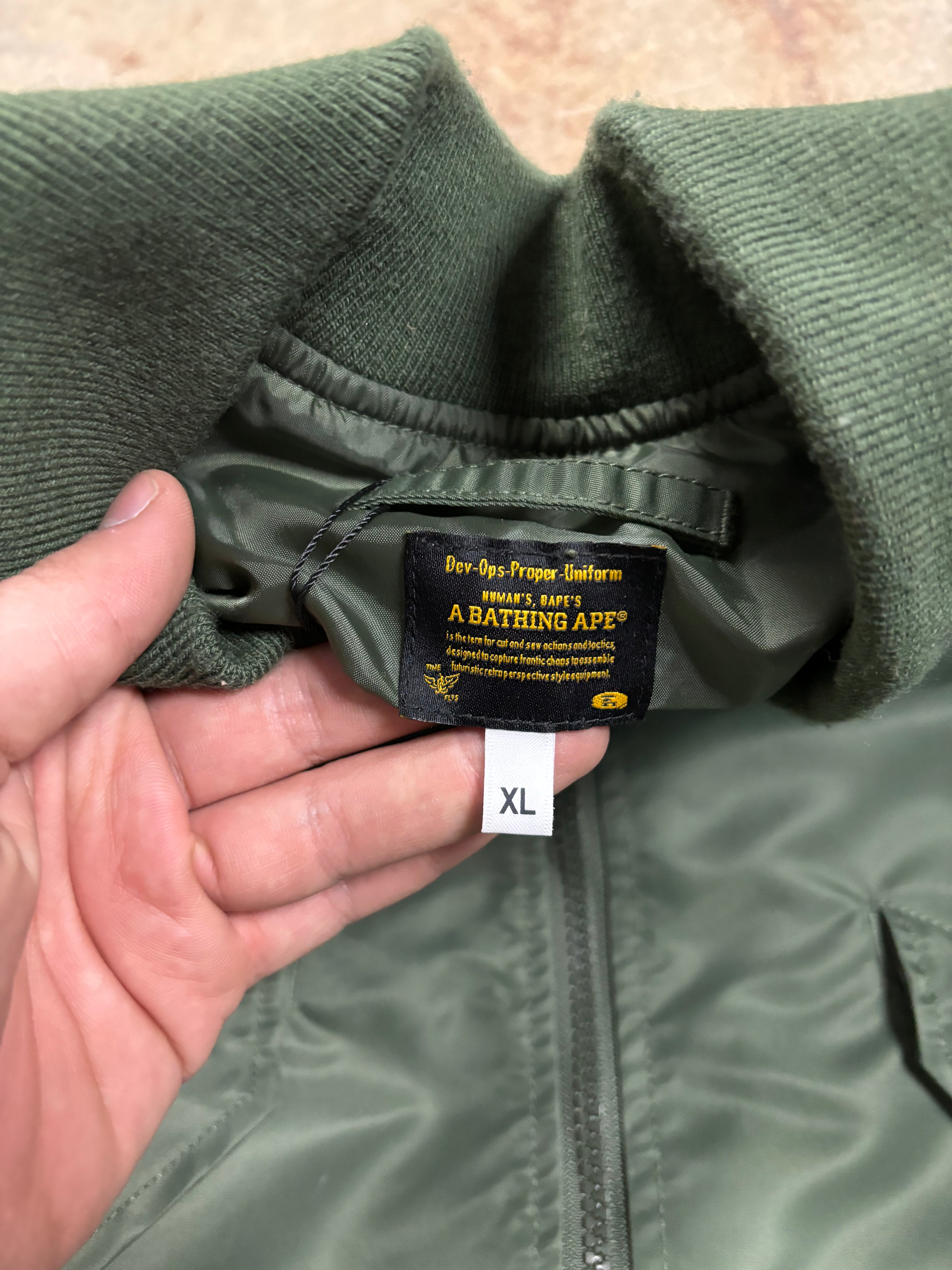 BAPE Nylon Coaches Jacket Olive Used XL