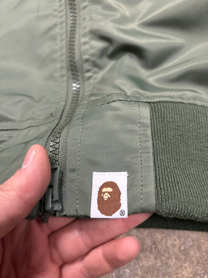 BAPE Nylon Coaches Jacket Olive Used XL