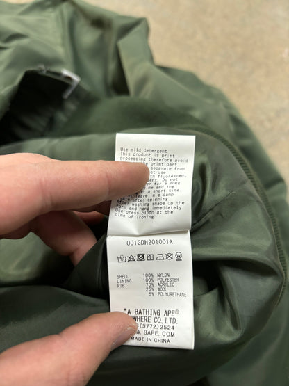 BAPE Nylon Coaches Jacket Olive Used XL