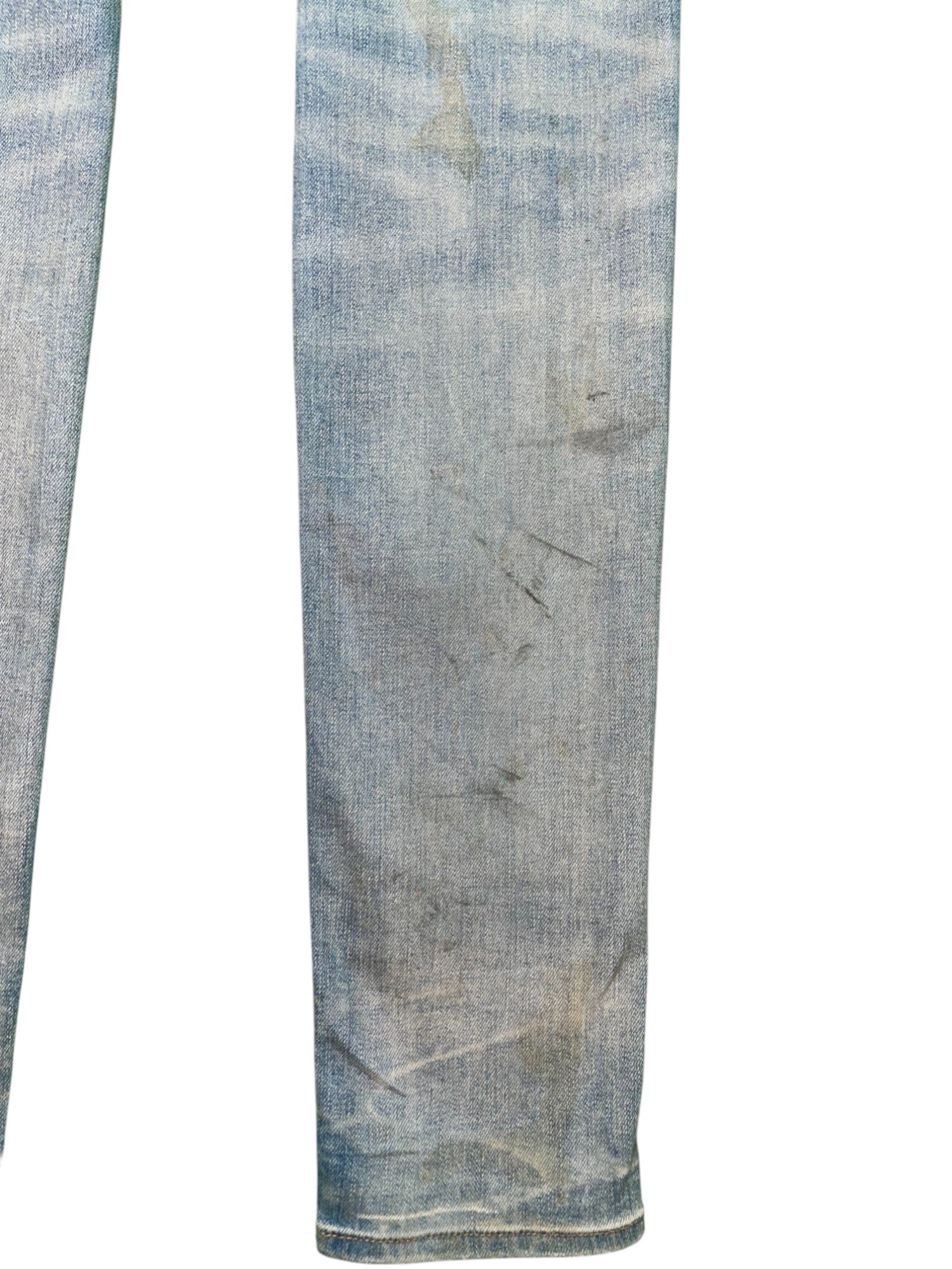 Amiri White Side Logo Light Wash Blue Jeans