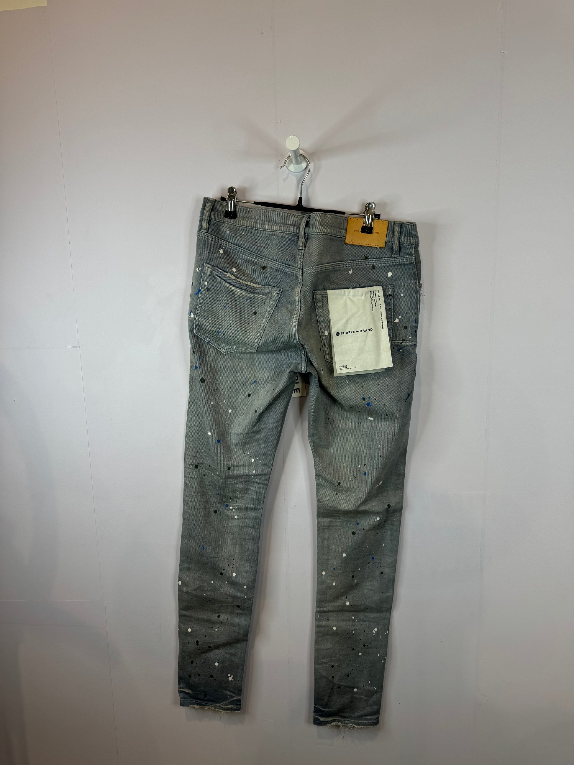 Purple Brand Light Wash Paint Splatter Jeans Used 30