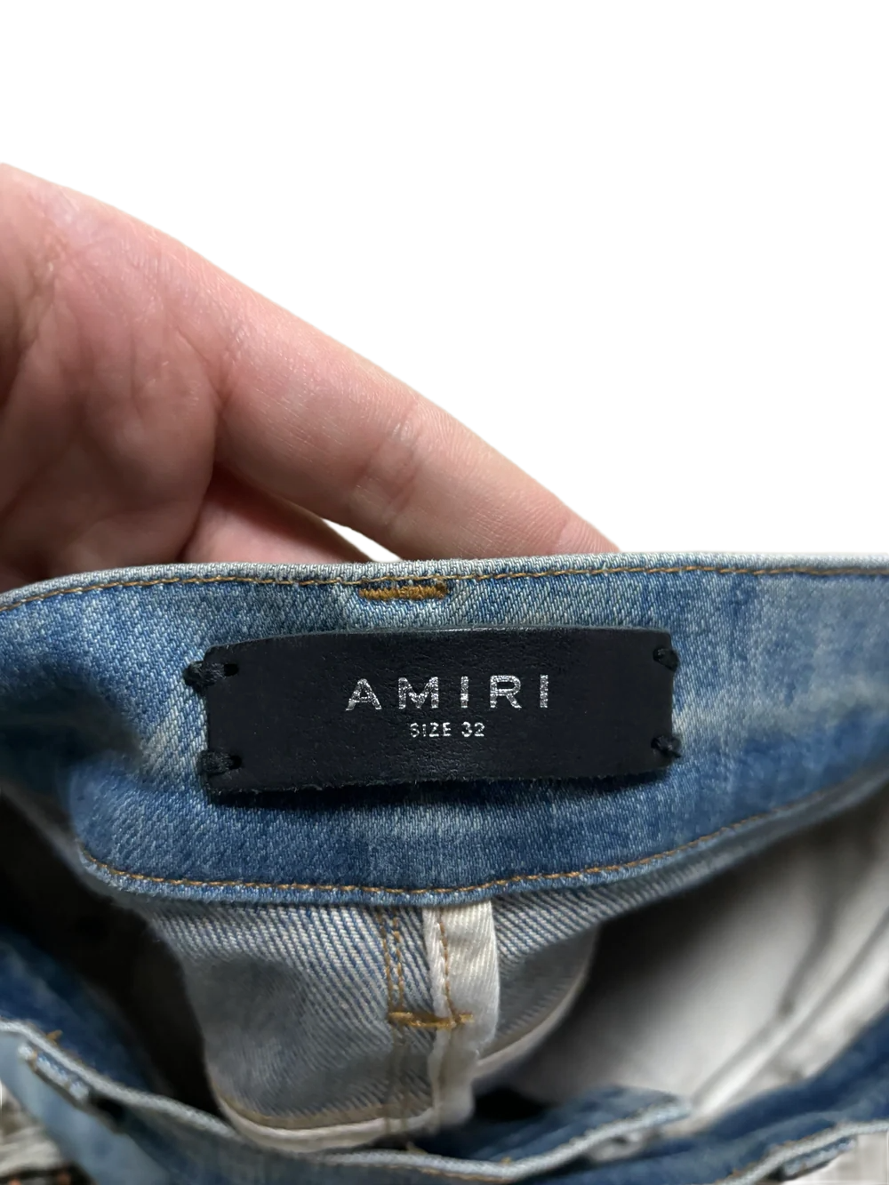 Amiri MX1 Plaid Patch Light Wash Jeans