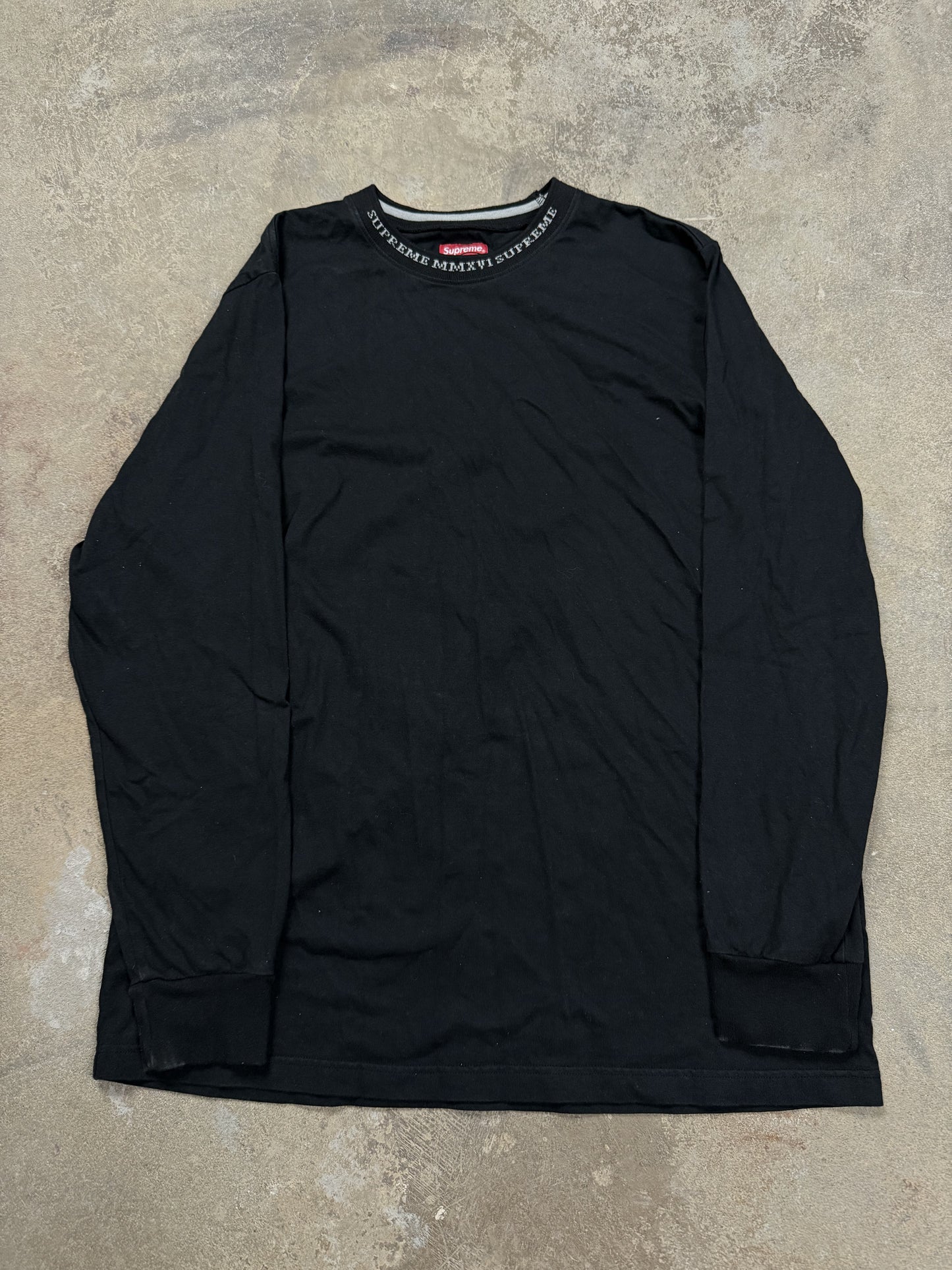 Supreme Neck Logo LS Black Used XL