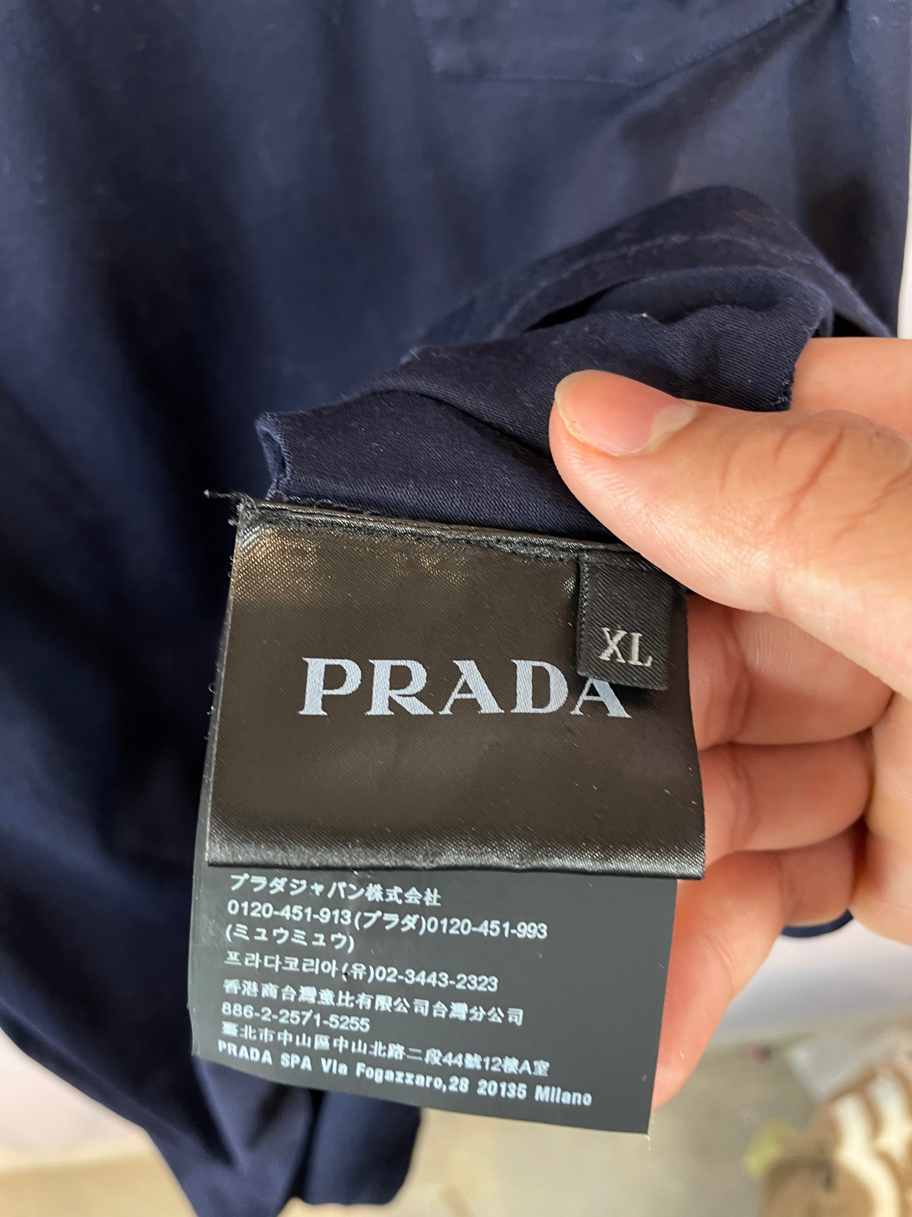 Prada Small Navy Logo Tee Used XL