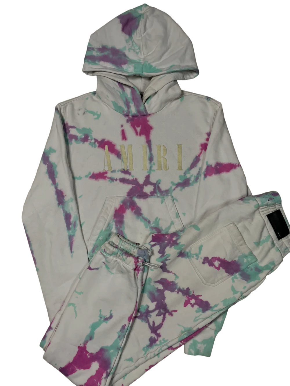 Amiri Tye Dye White, Pink & Mint Sweatsuit