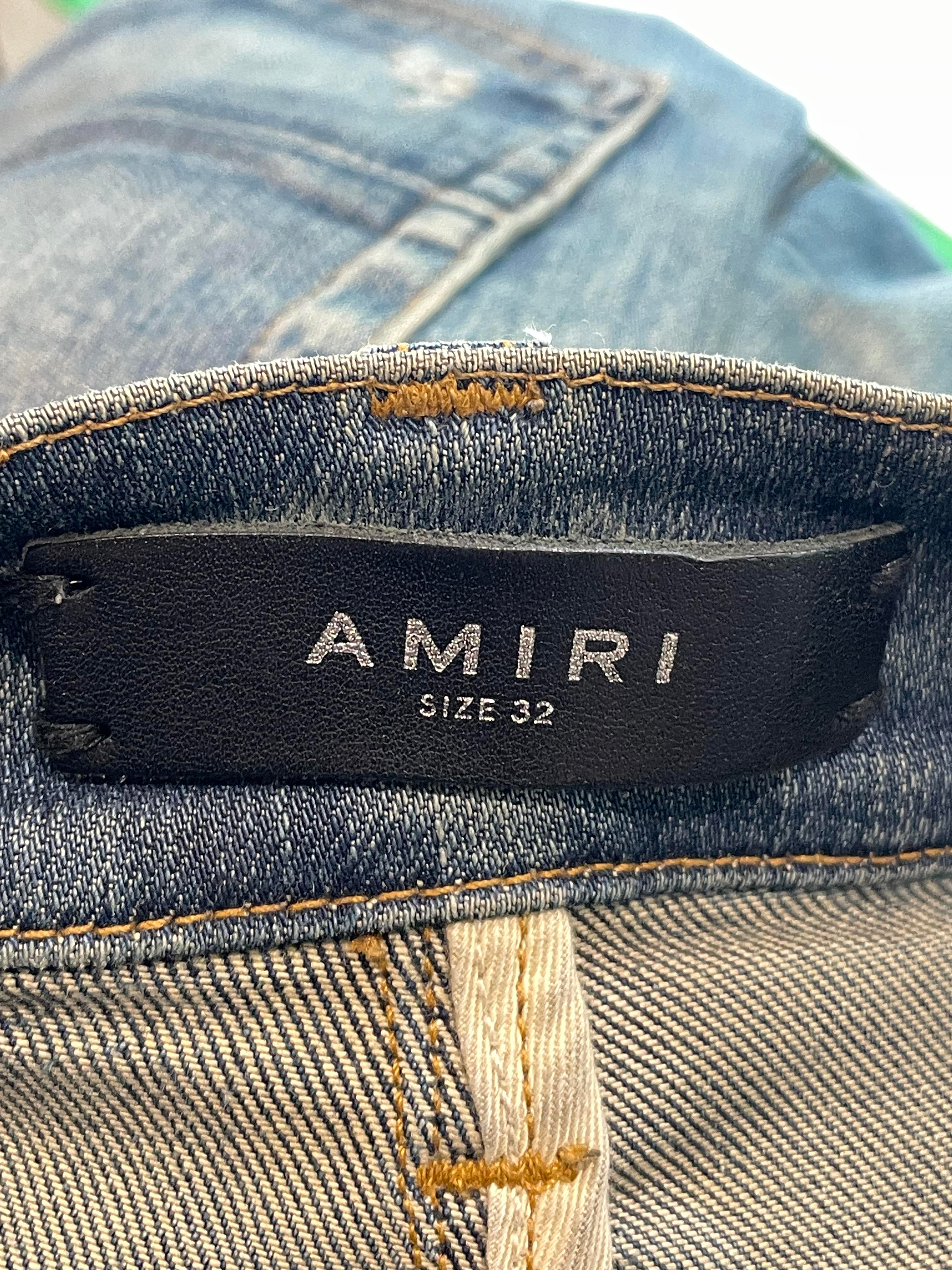 Amiri MX1 Dark Wash Orange Patch Jeans