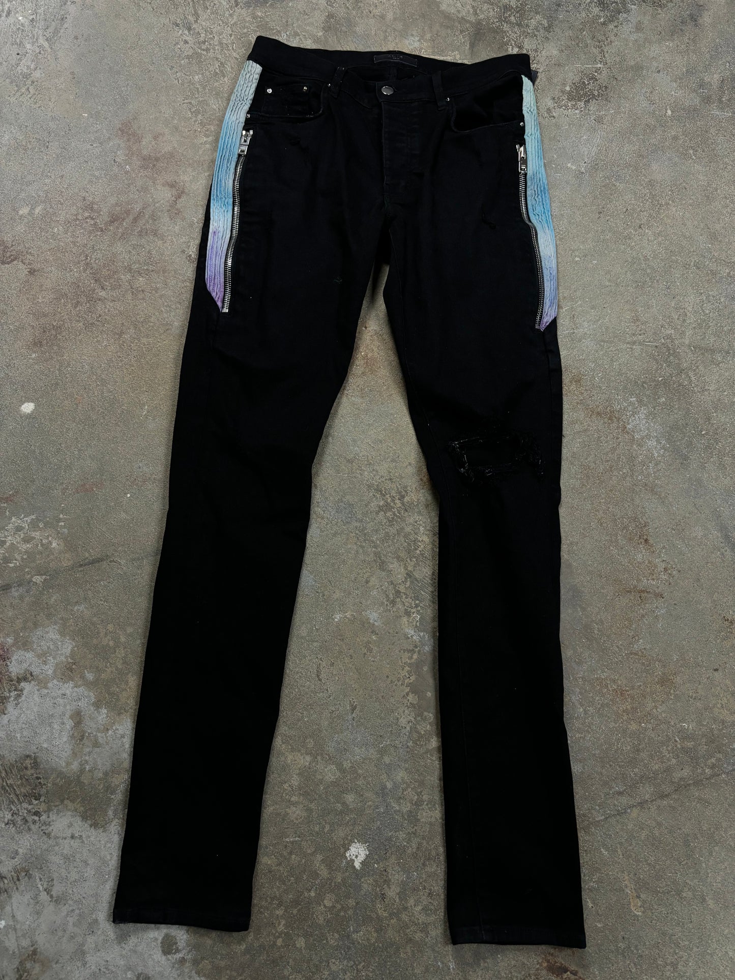 Amiri Jeans Black Thrasher Multi Zipper Used 33