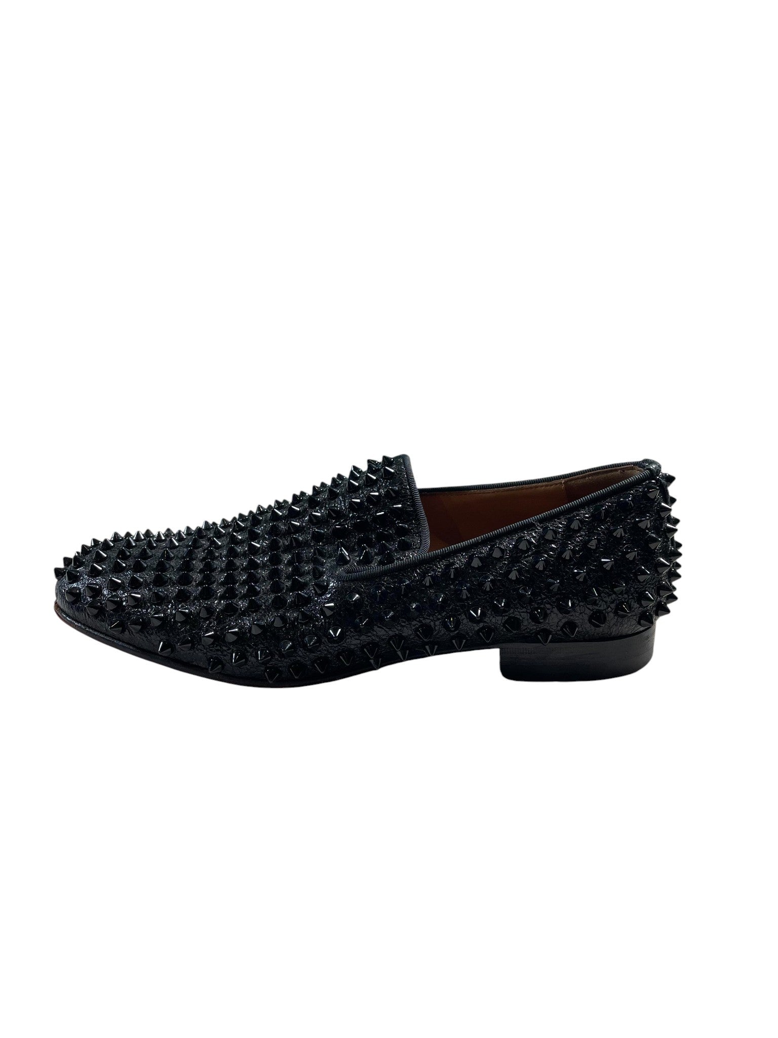 Christian Louboutin Black Spiked & Red Bottom Loafer
