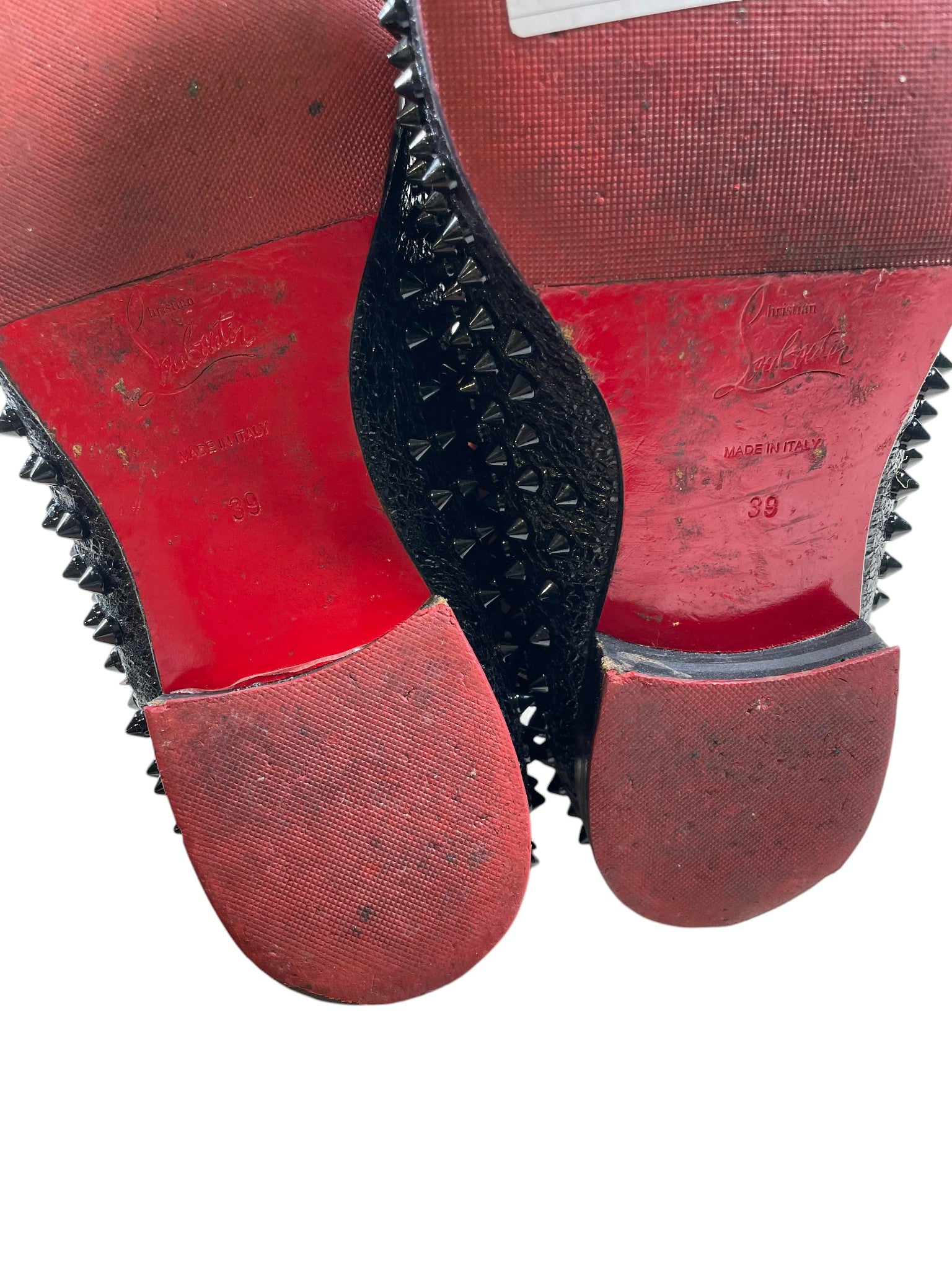 Christian Louboutin Black Spiked & Red Bottom Loafer