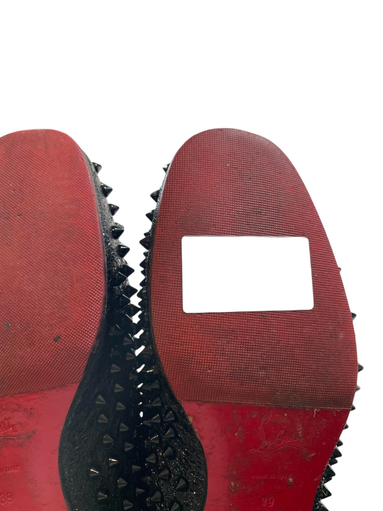 Christian Louboutin Black Spiked & Red Bottom Loafer