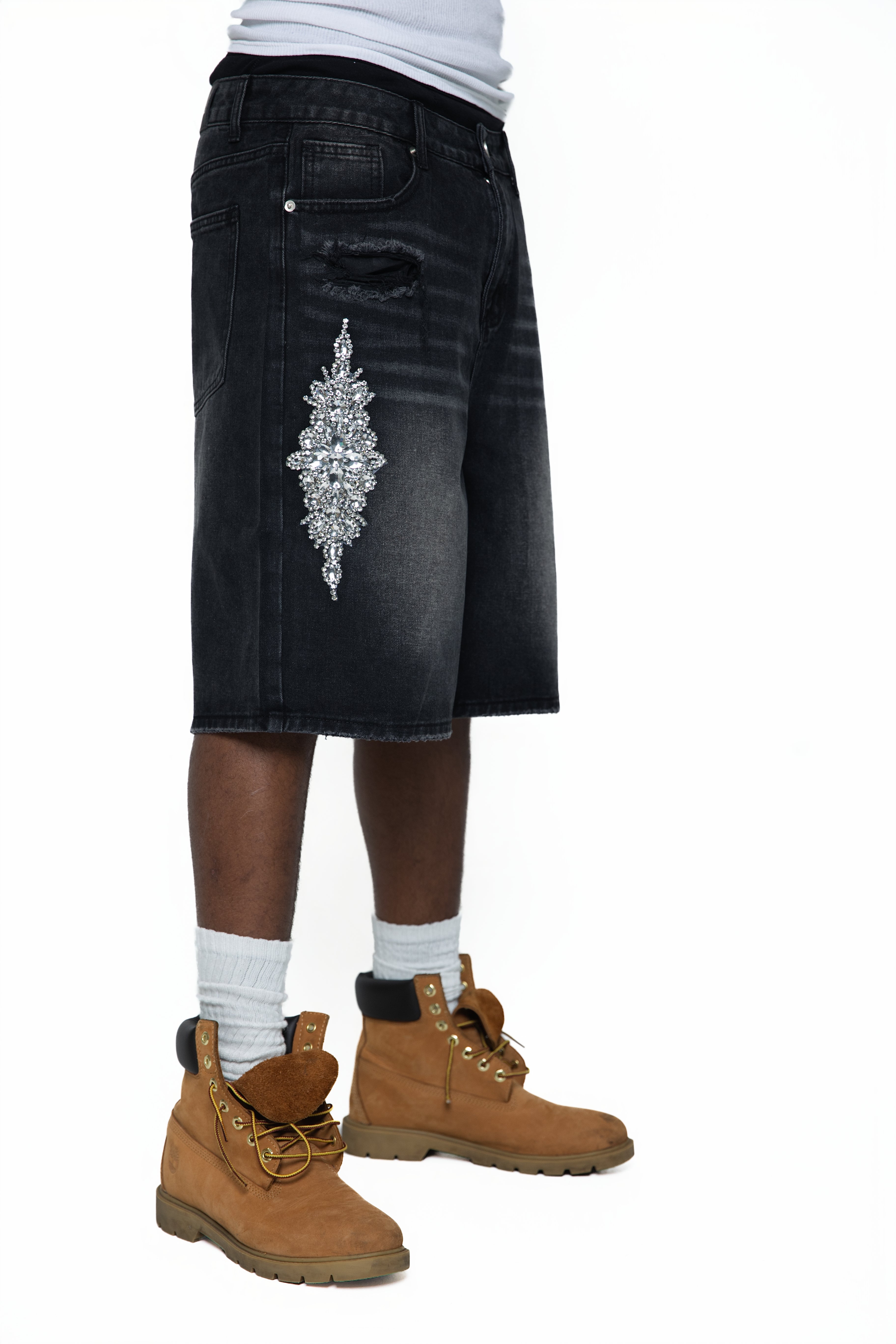 Fraternal Desires 'Dagger' Black Jeans Shorts