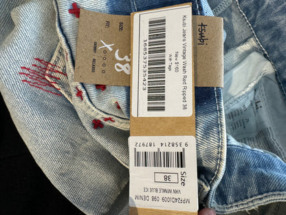 Ksubi Jeans Vintage Wash Red Ripped New With Tags 38